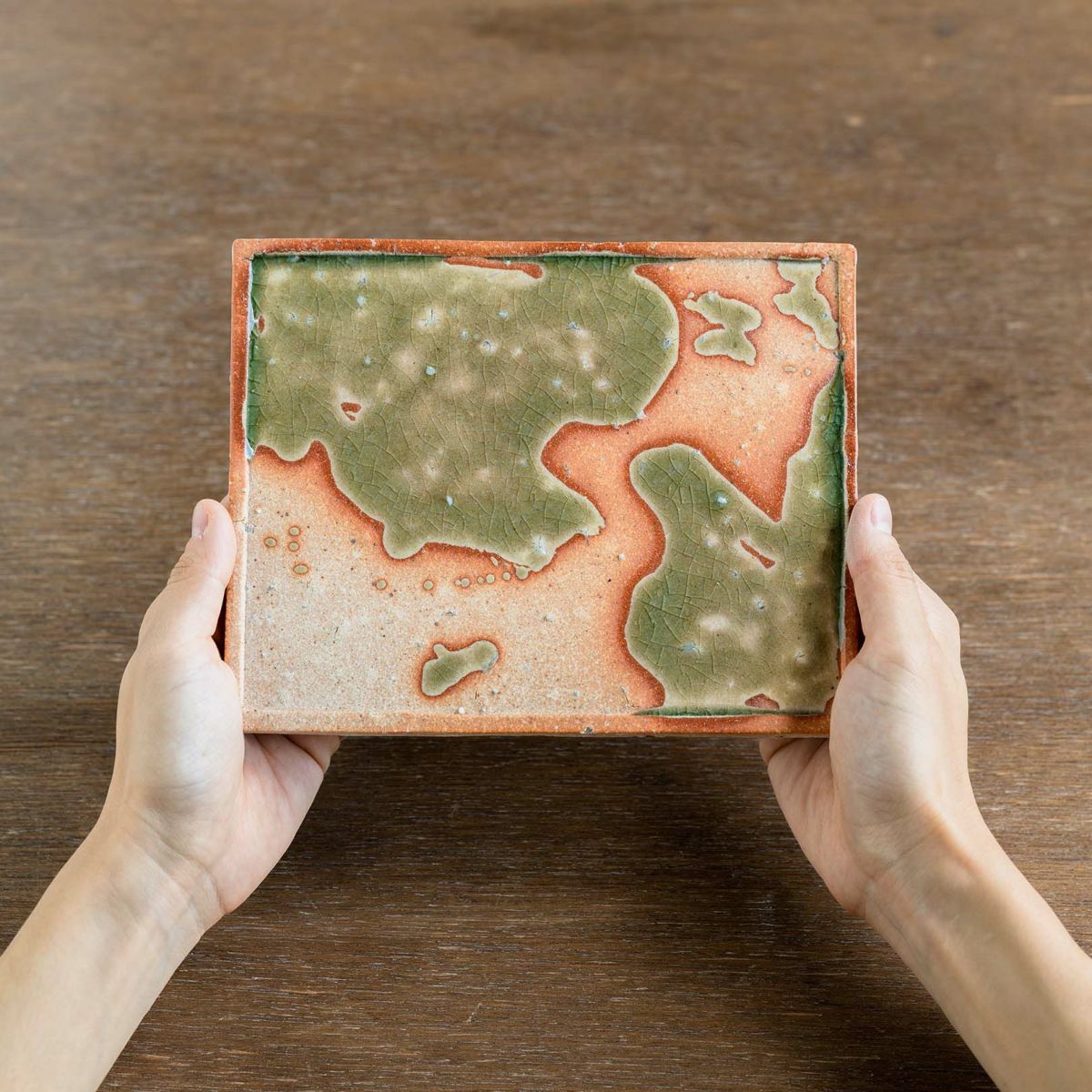 Meizan Kiln Ancient Shigaraki Plate - Square-handmade Shigaraki -global-meizan-Meizan Kiln