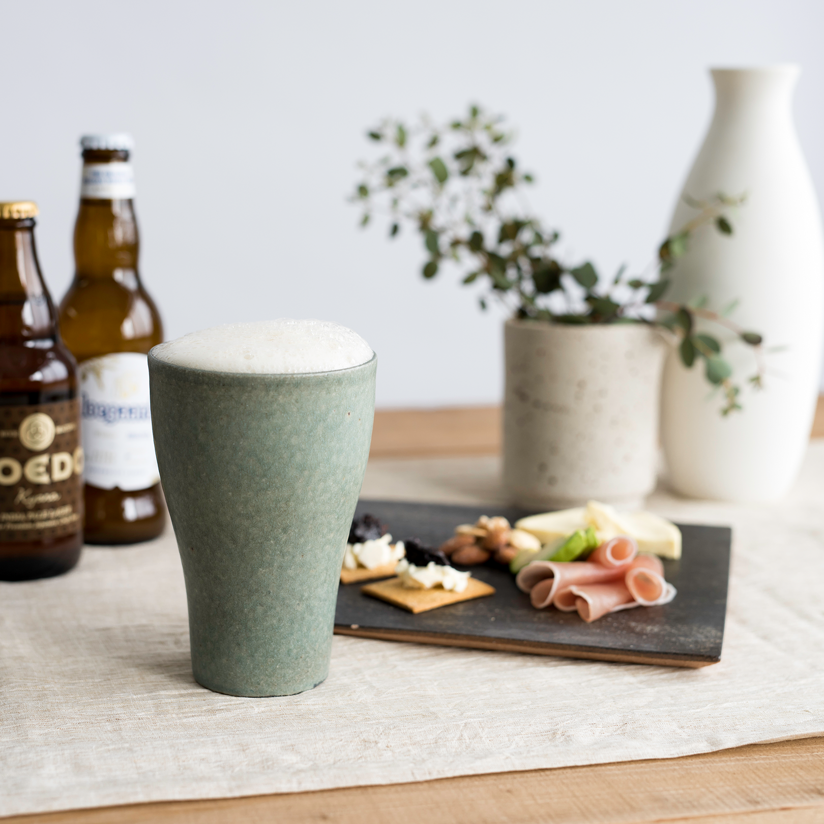 Handcrafted Shigaraki Beer Cup inCeladon, , – TEIBAN WARE, made in Japan