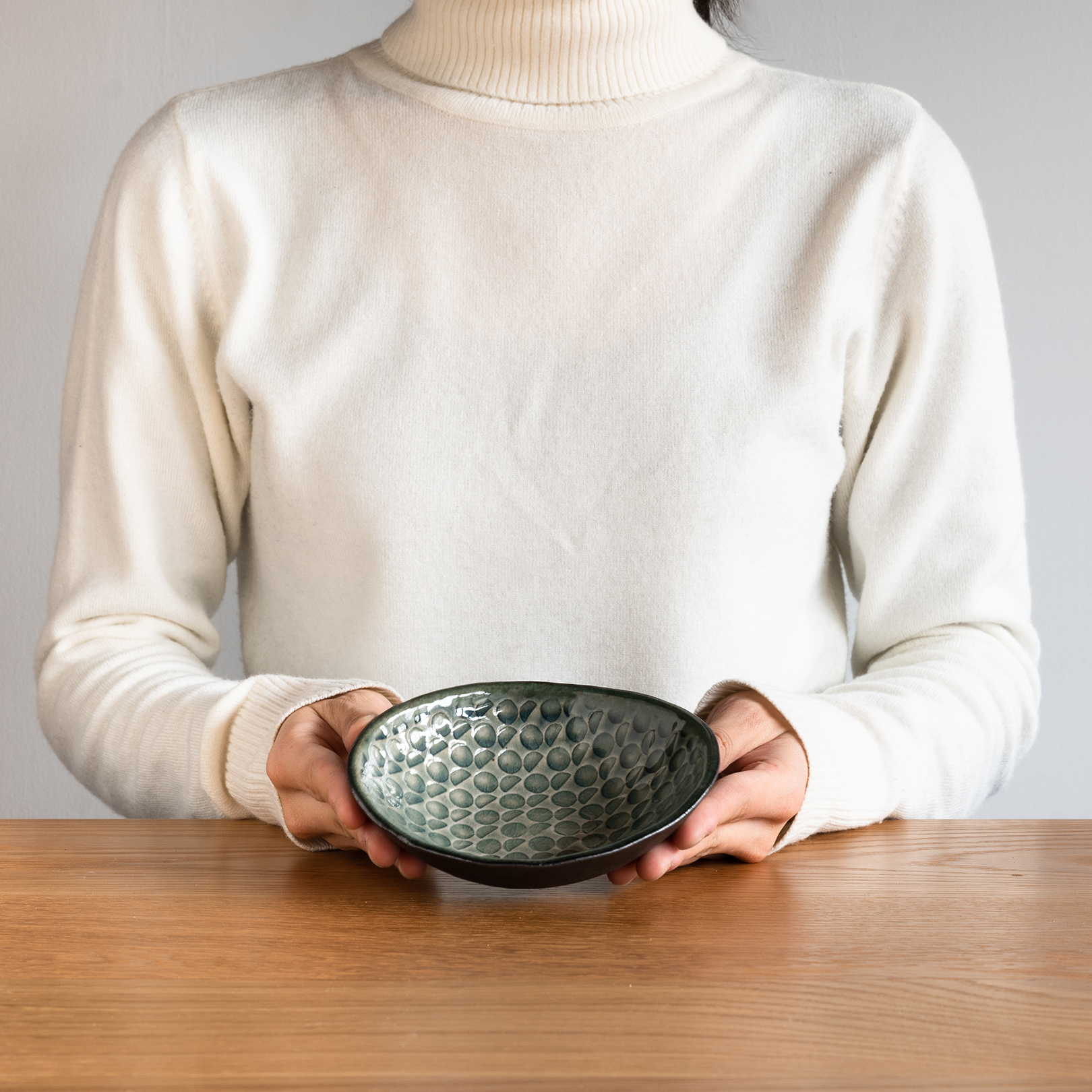 Handcrafted Shigaraki Deep Plate Mini inCeladon, , – Hitotsuki, made in Japan