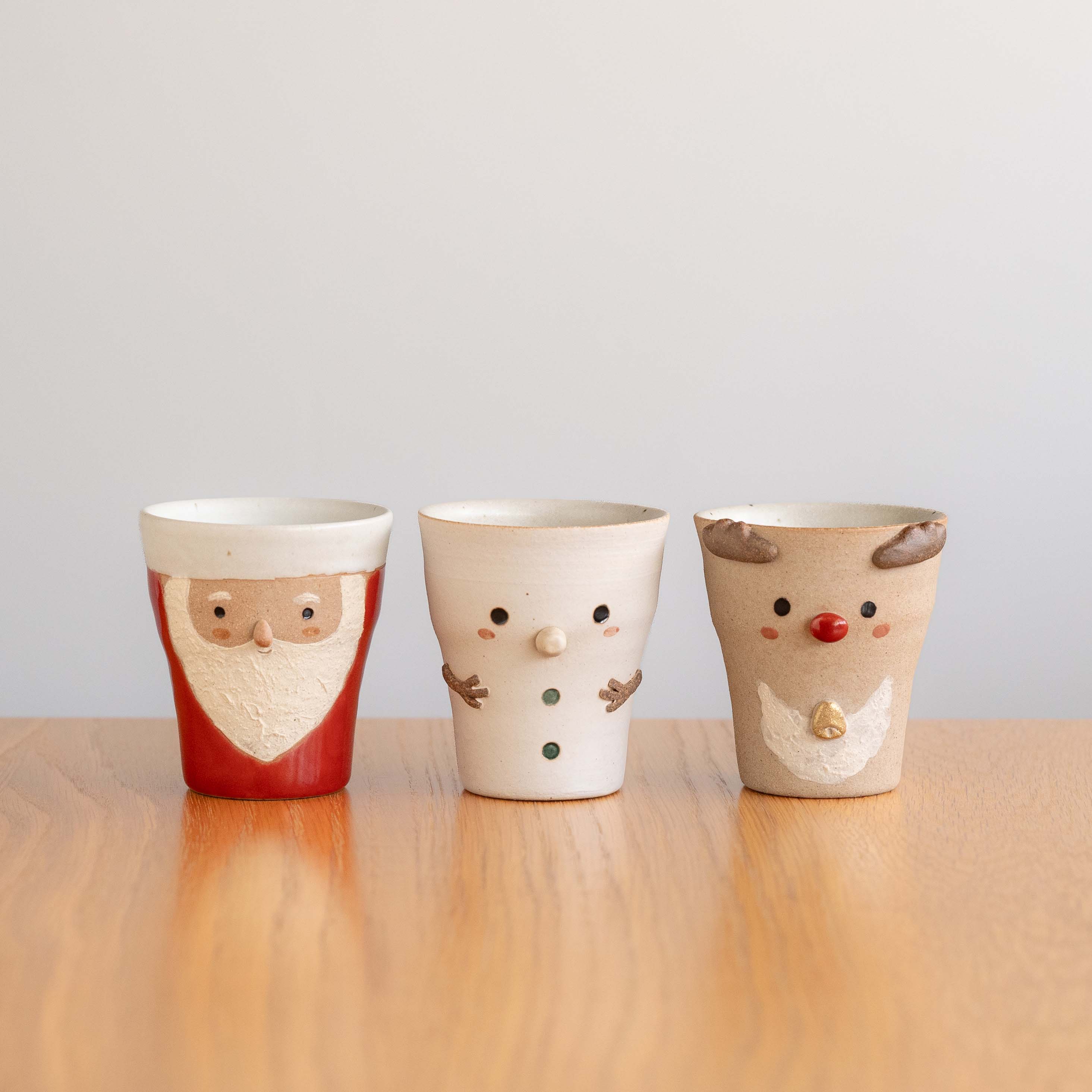 Handcrafted Shigaraki Festive Cup inSanta, , – Christmas, made in Japan
