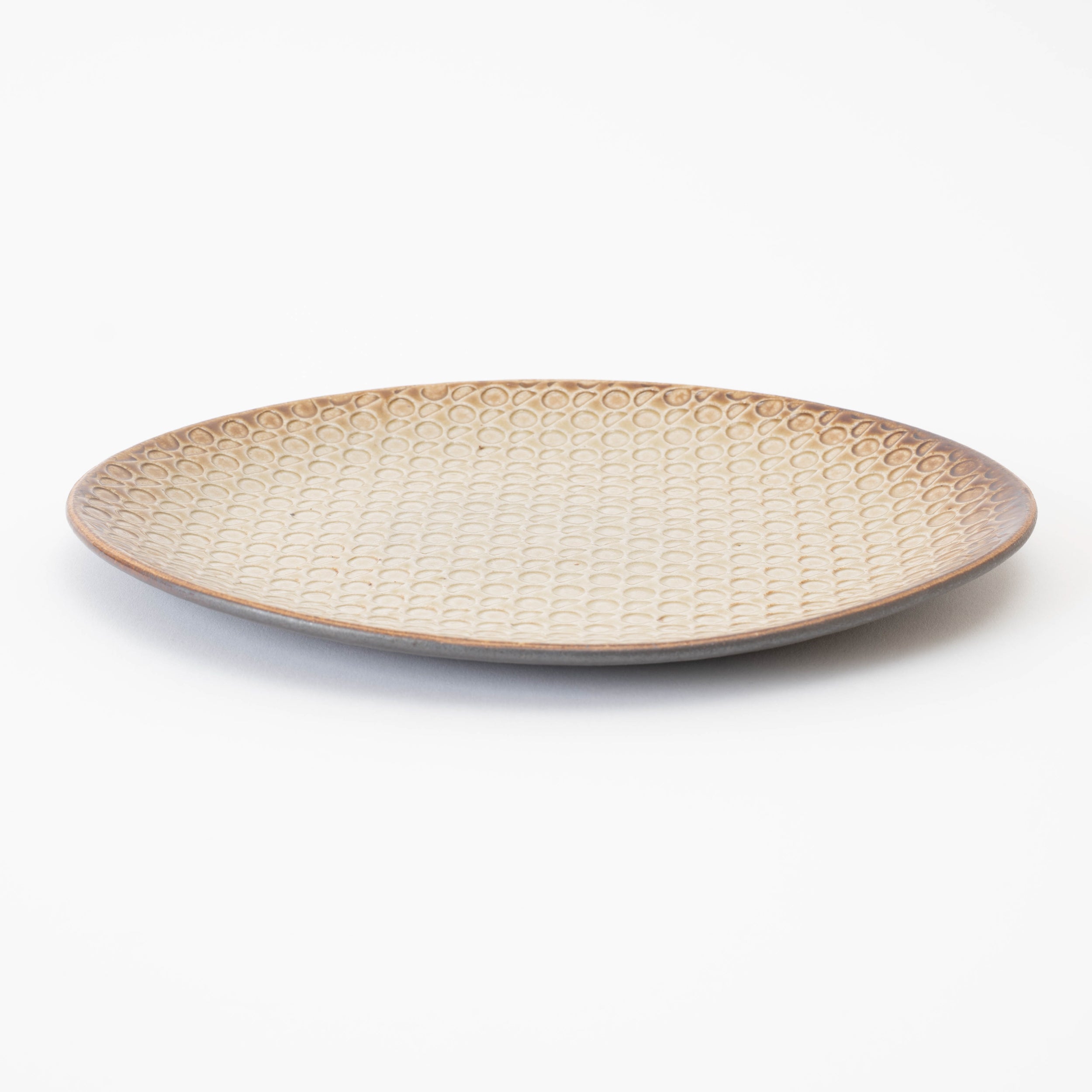 Handcrafted Shigaraki Flat Plate Big inOchre, , – Hitotsuki, made in Japan