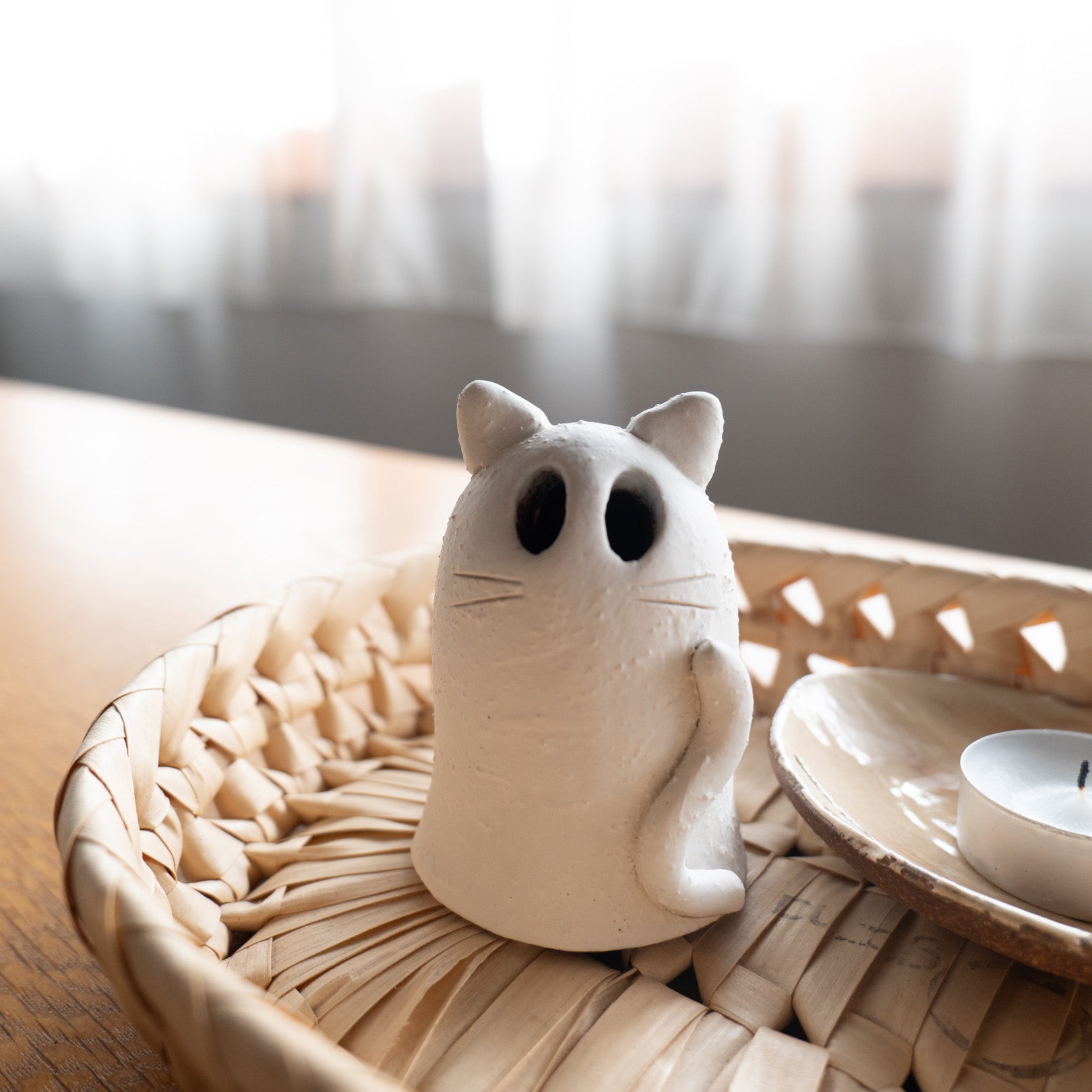 Handcrafted Shigaraki Ghost Cat inLarge, , – Halloween, made in Japan