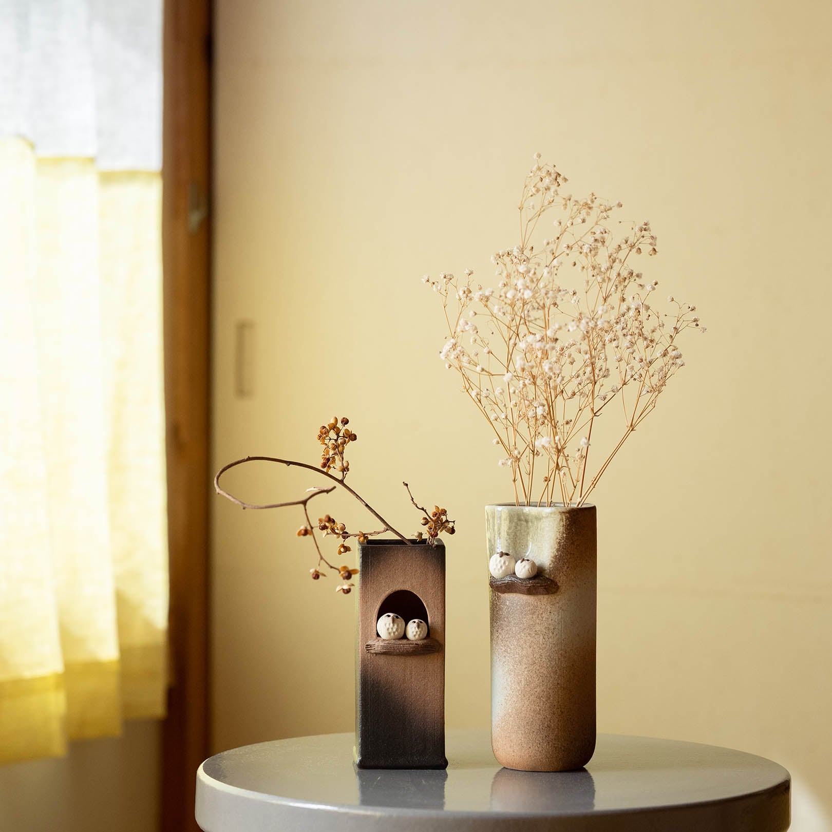 Yakishime Owl Pair Vase
