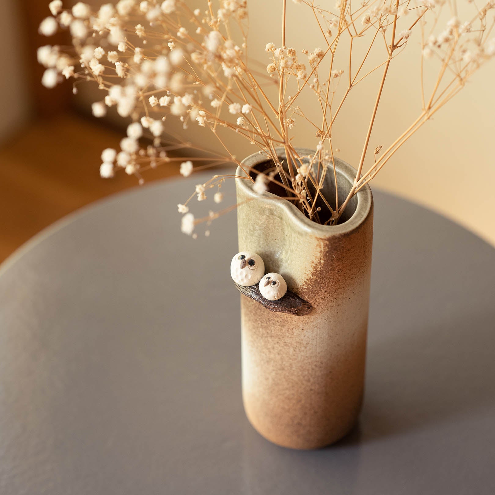 Yakishime Owl Pair Vase