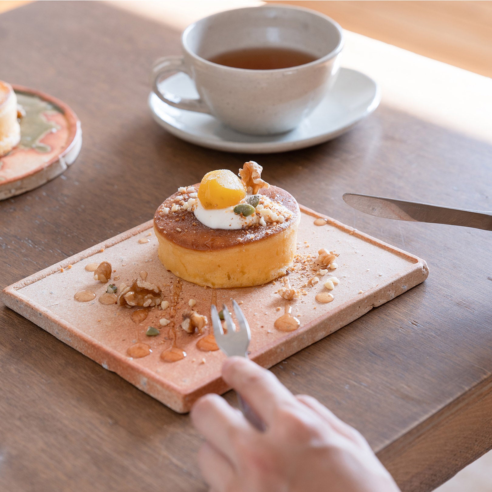 Square Plate M-handmade Shigaraki Tableware / Plates-Koshigaraki-Meizan Kiln