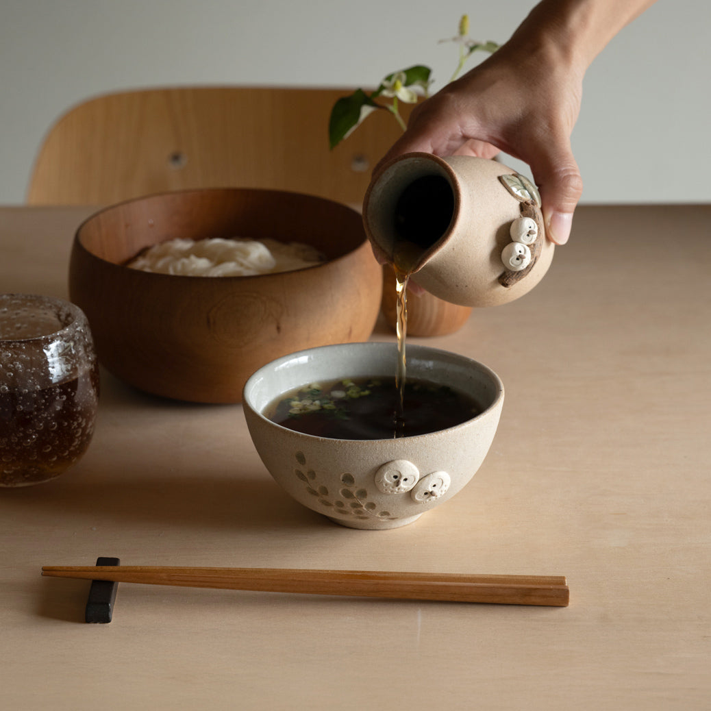 Handcrafted Shigaraki Owl Rice Bowl inWhite Owl, , – hoccori, made in Japan