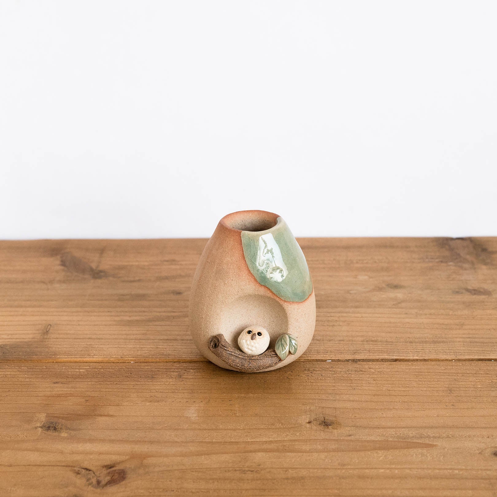 Handcrafted Shigaraki Owl Sitting On Branch Mini Vase in, , – hoccori, made in Japan