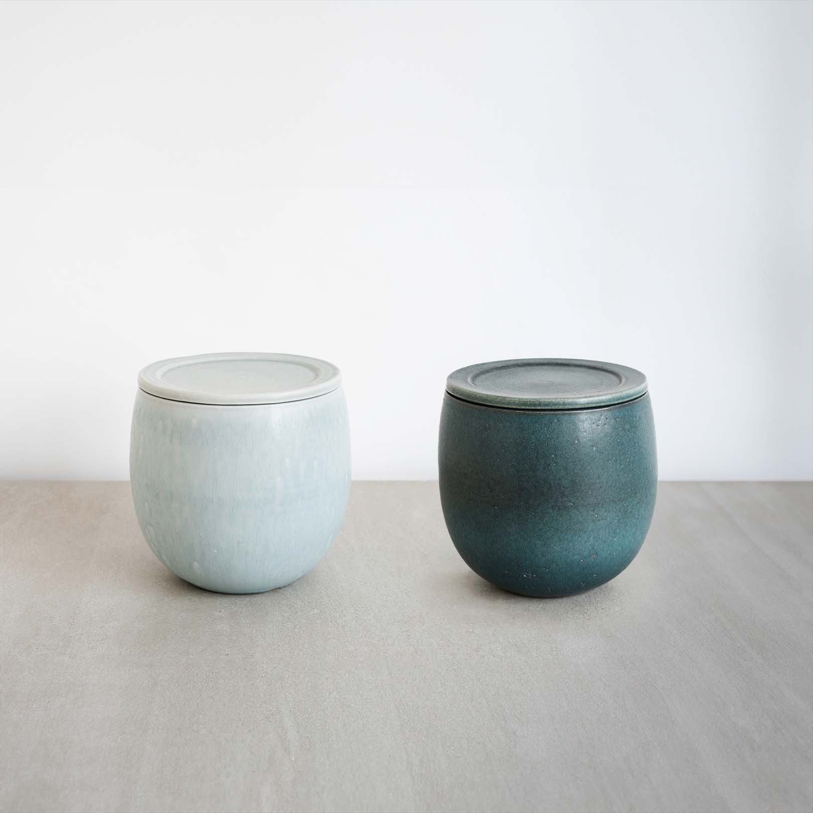Handcrafted Shigaraki Pickling Jar inBlue Green, , – Clay Cooking Utensils, made in Japan