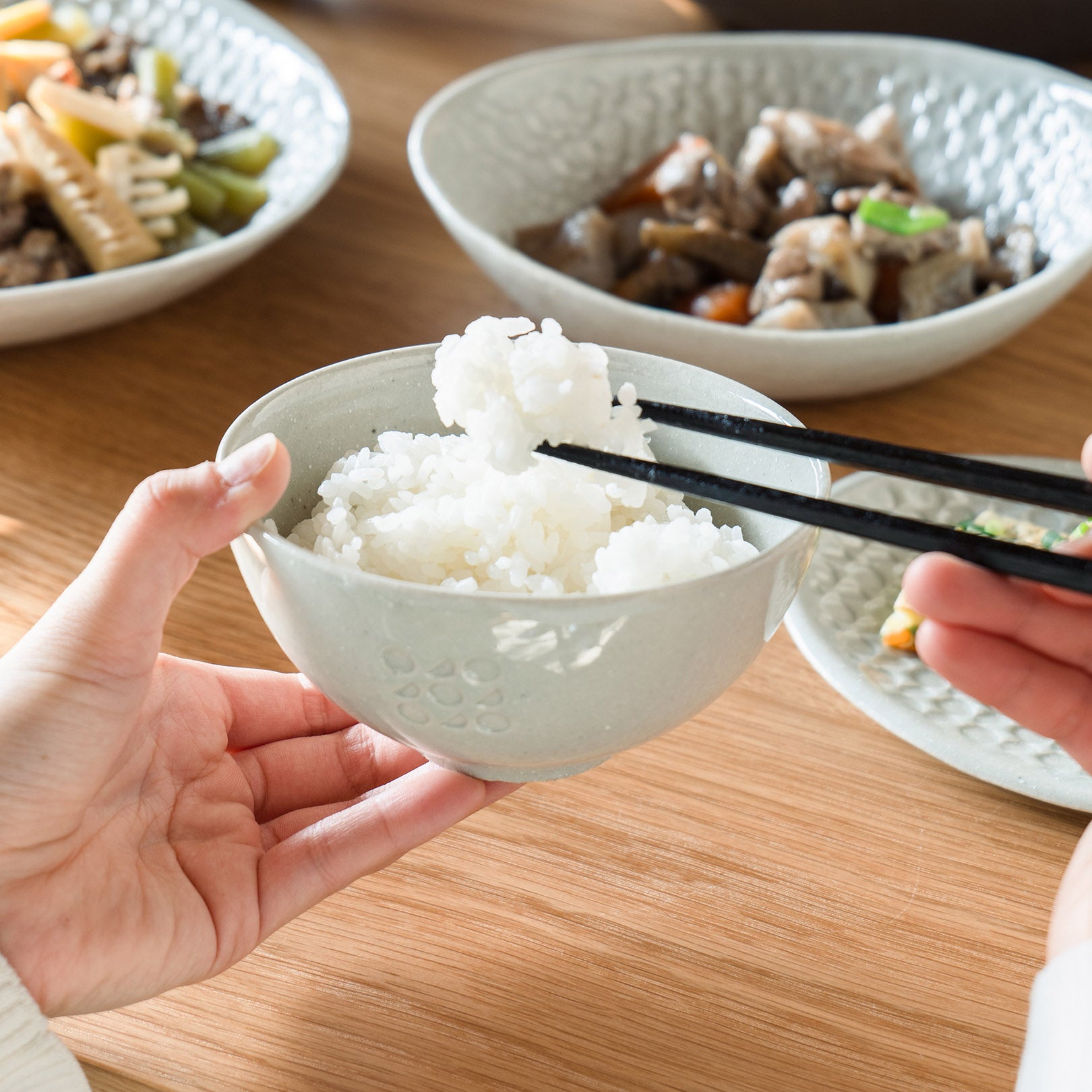 Handcrafted Shigaraki Rice Bowl inCeladon, , – Hitotsuki, made in Japan