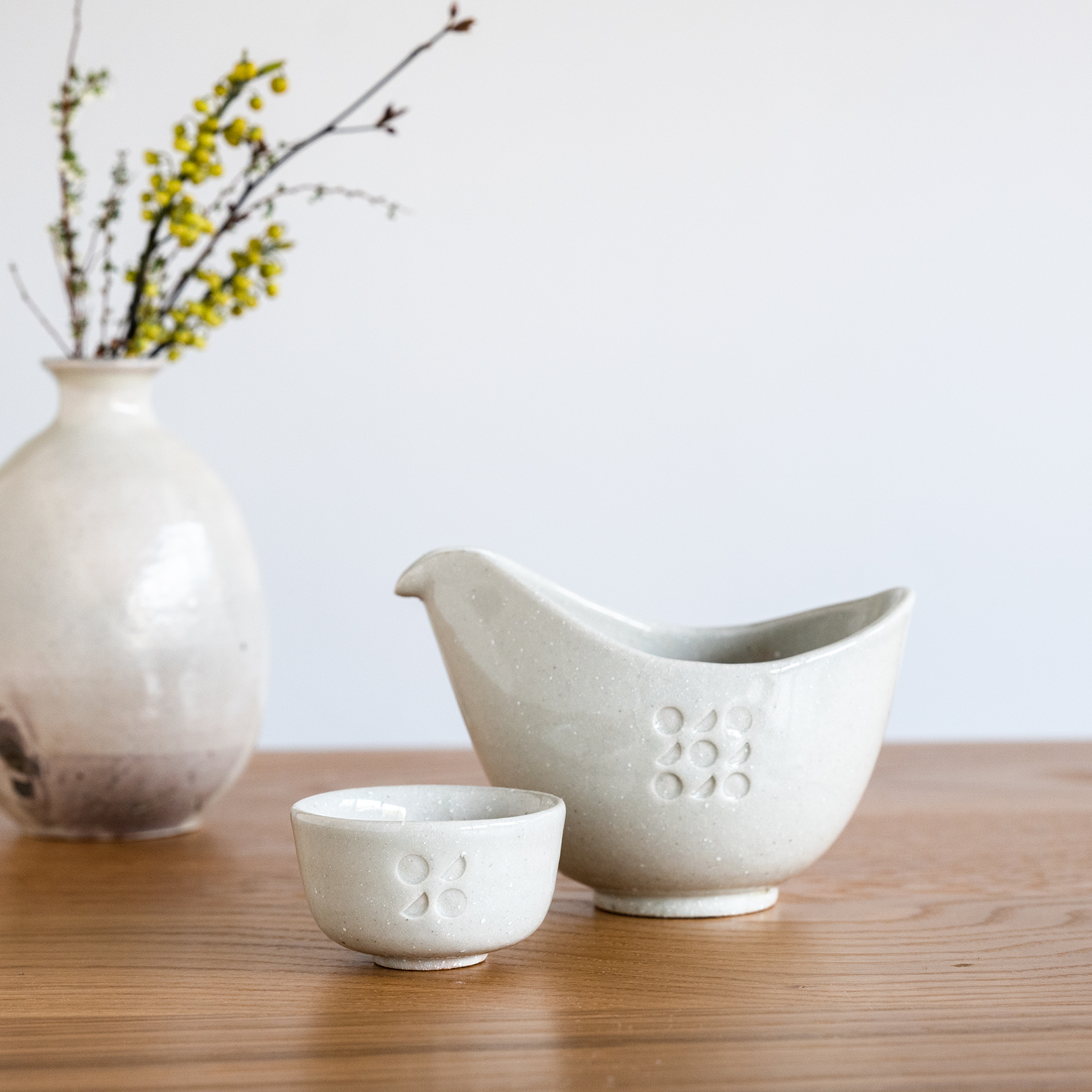 Handcrafted Shigaraki Sake Cup inCeladon, , – Hitotsuki, made in Japan