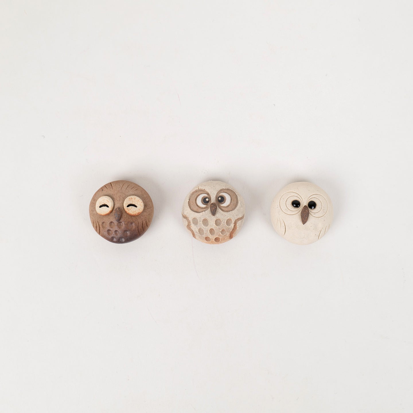Handcrafted Shigaraki Small Owl Magnets inPerfectly Round Owl, , – hoccori, made in Japan