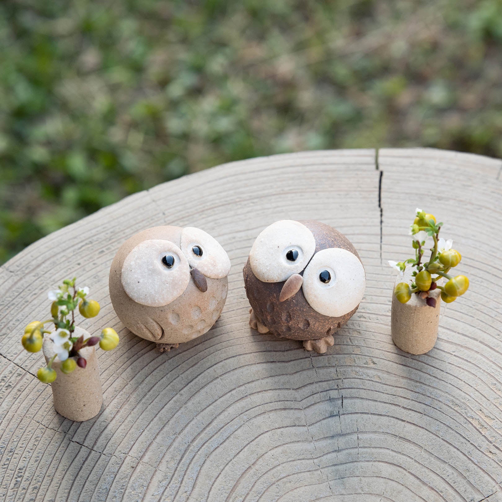 Handcrafted Shigaraki Small Owls L inPerfectly Round Owl, , – hoccori, made in Japan