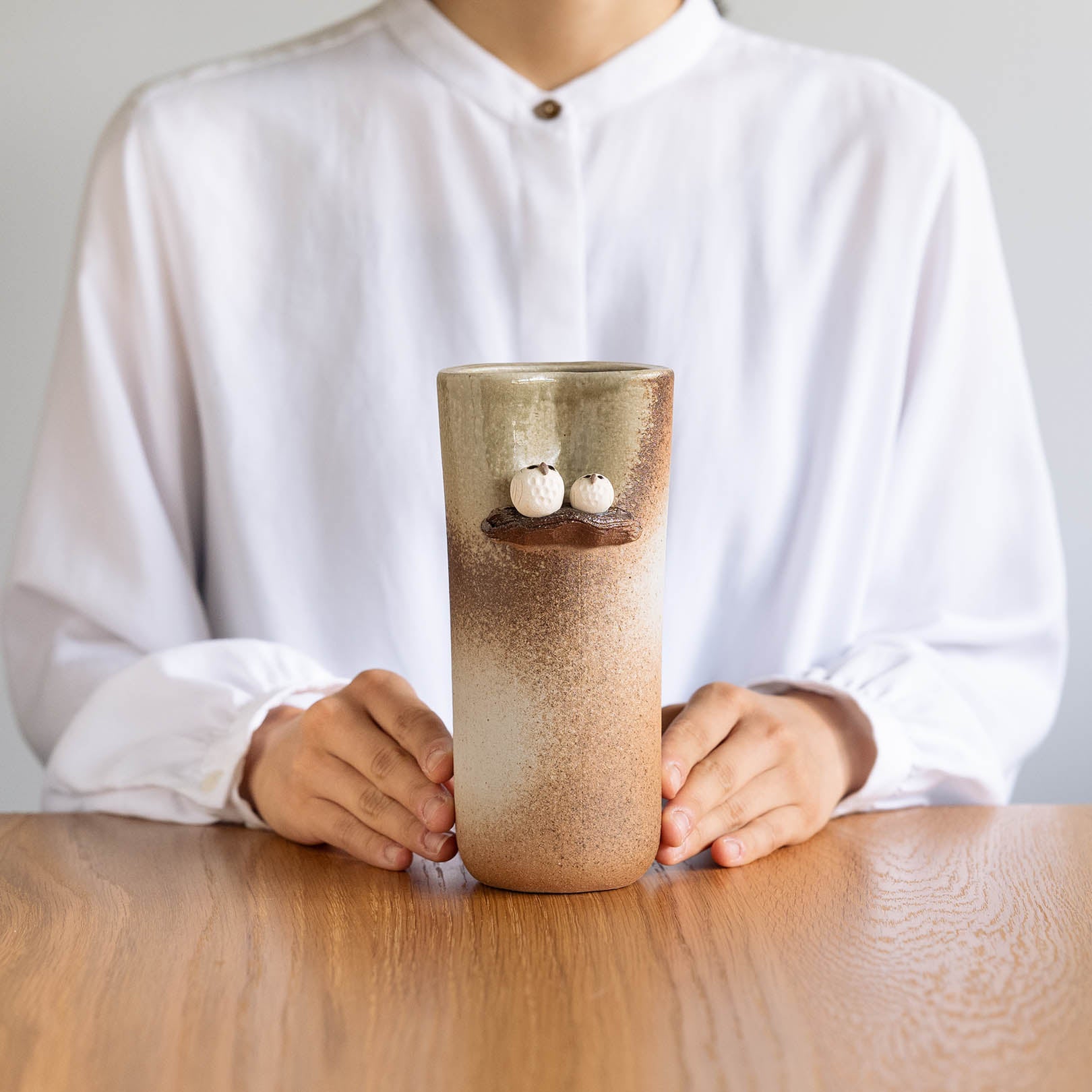 Handcrafted Shigaraki Yakishime Owl Pair Vase in, , – hoccori, made in Japan