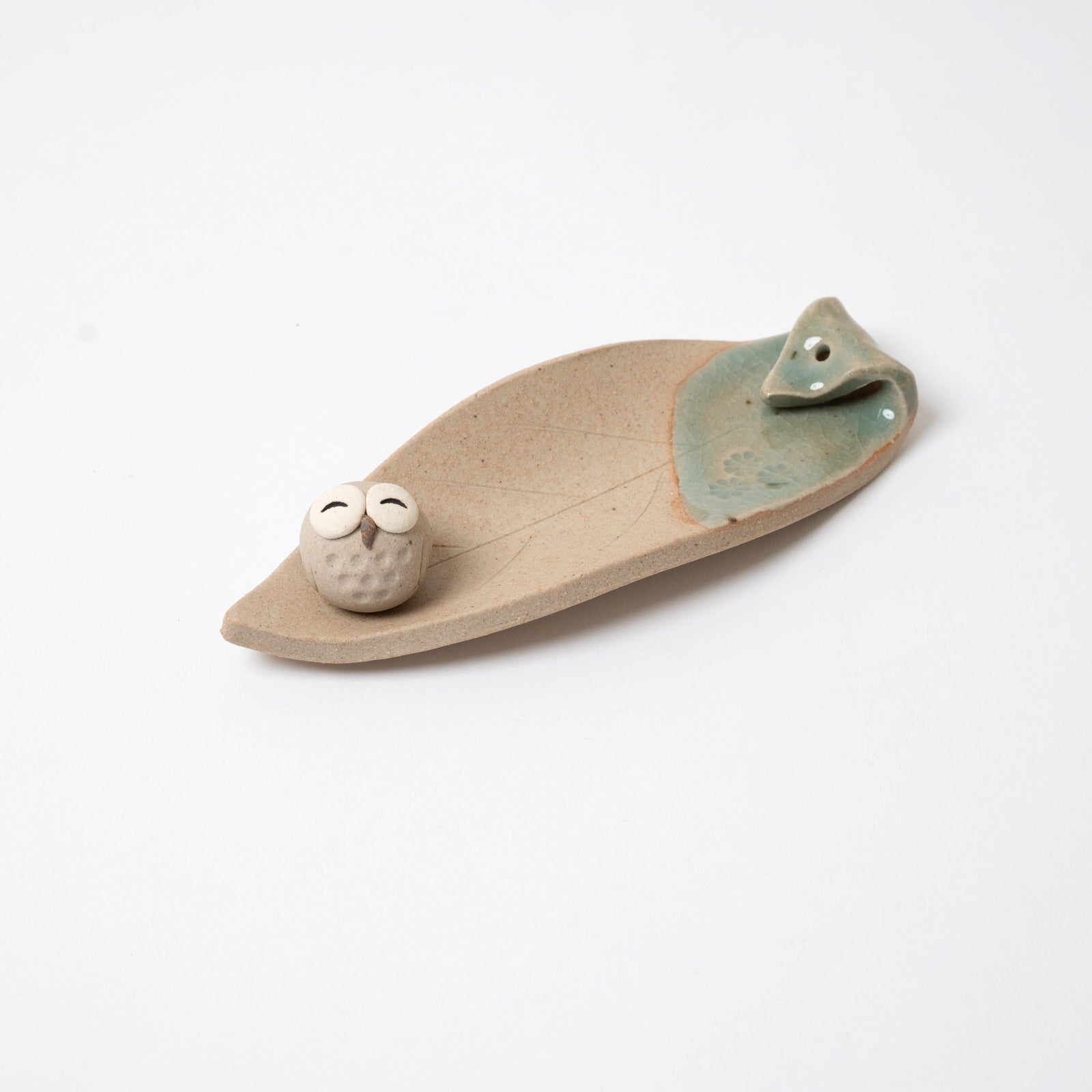 Owl Incense Holder-handmade Shigaraki Homeware / Incense Holders-hoccori-Meizan Kiln
