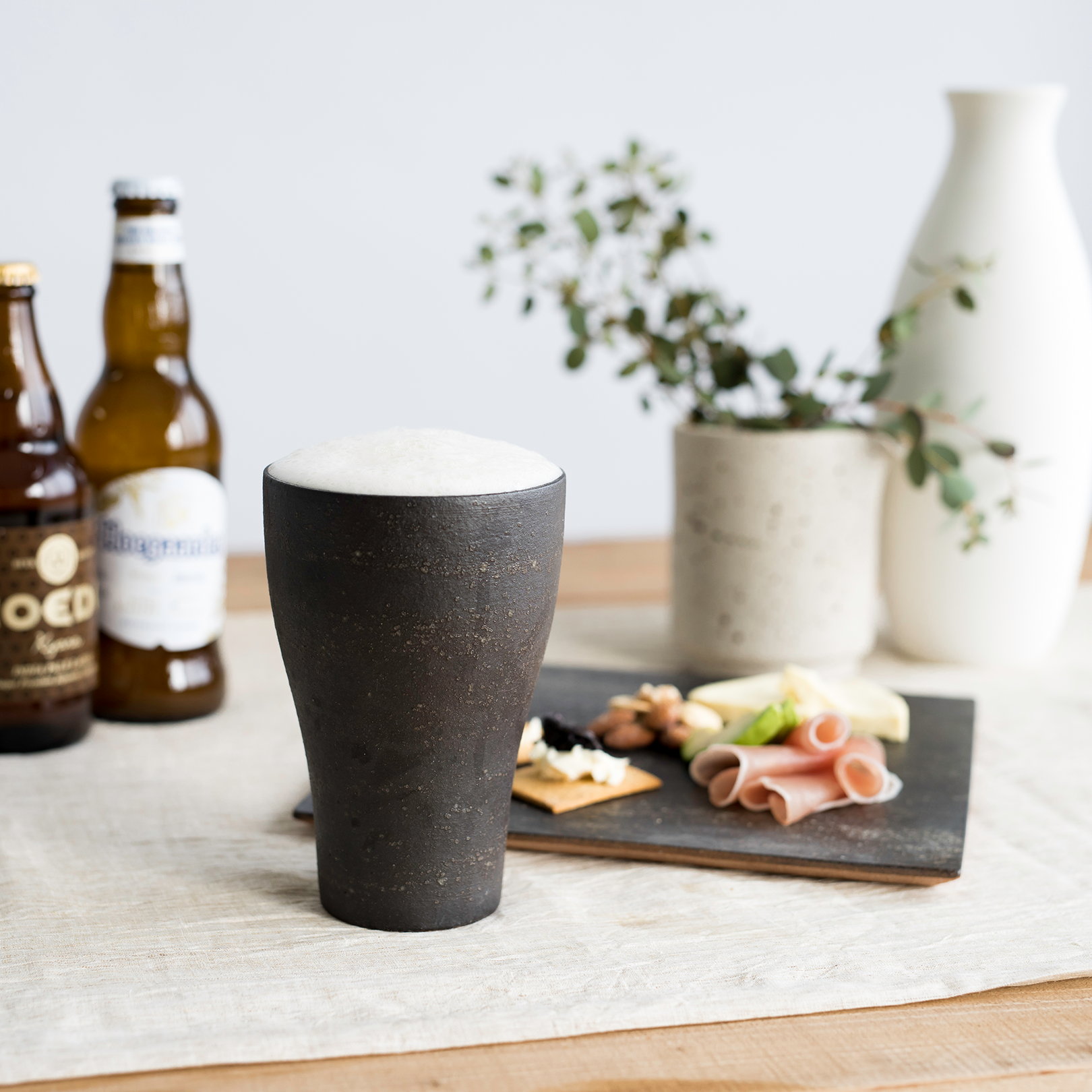 Handcrafted Shigaraki Beer Cup inCeladon, , – TEIBAN WARE, made in Japan