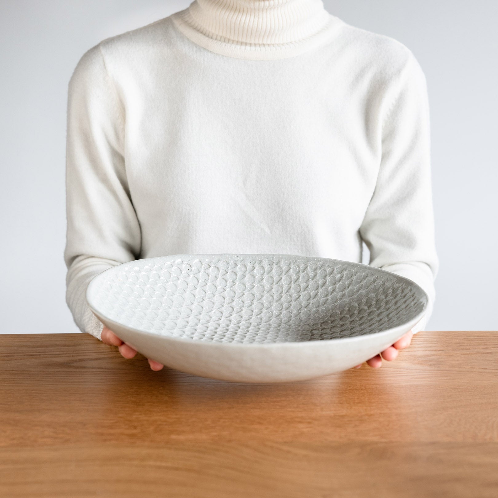 Handcrafted Shigaraki Deep Plate Big inCeladon, , – Hitotsuki, made in Japan