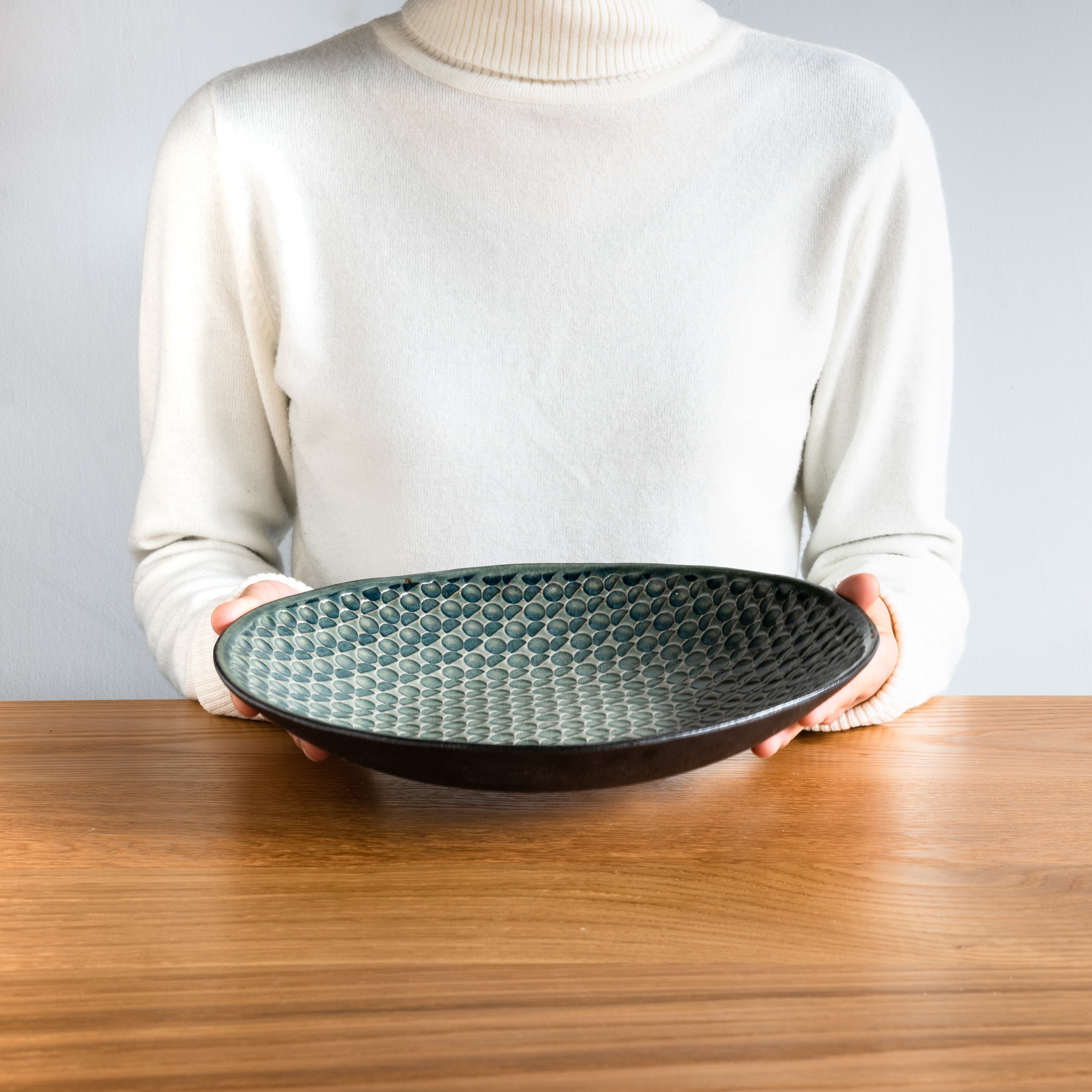 Handcrafted Shigaraki Deep Plate Medium inCeladon, , – Hitotsuki, made in Japan