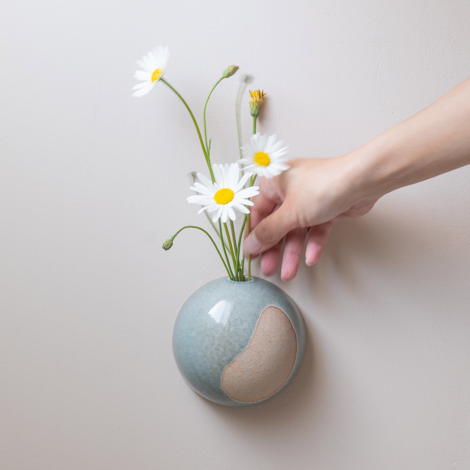 Handcrafted Shigaraki Dome Wall Vase inSky Blue, , – ma, made in Japan