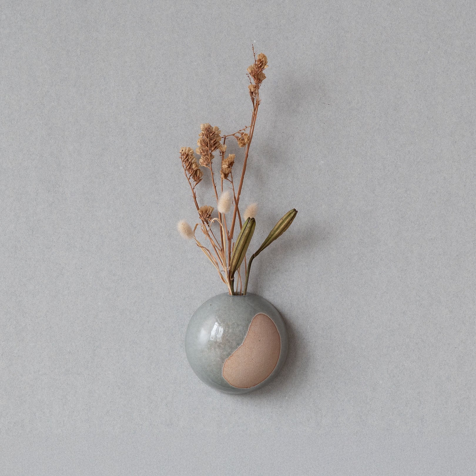 Handcrafted Shigaraki Dome Wall Vase inSky Blue, , – ma, made in Japan