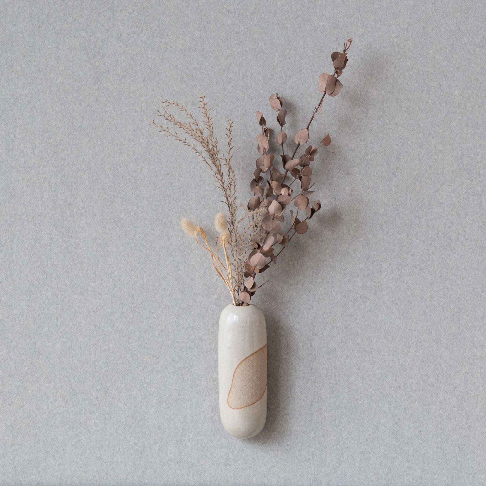 Handcrafted Shigaraki Dowel Wall Vase inIvory, , – ma, made in Japan