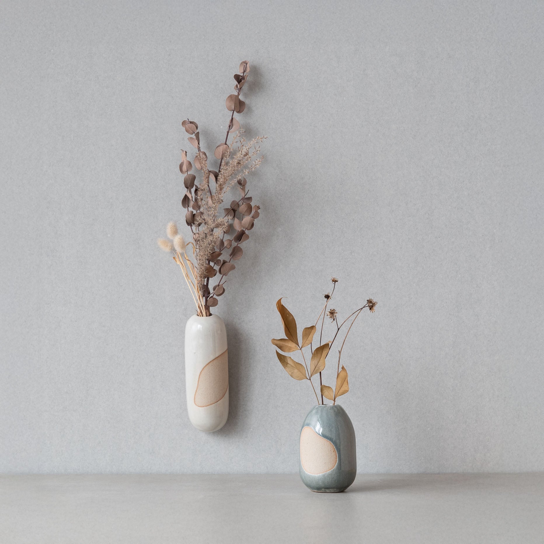 Handcrafted Shigaraki Dowel Wall Vase inIvory, , – ma, made in Japan