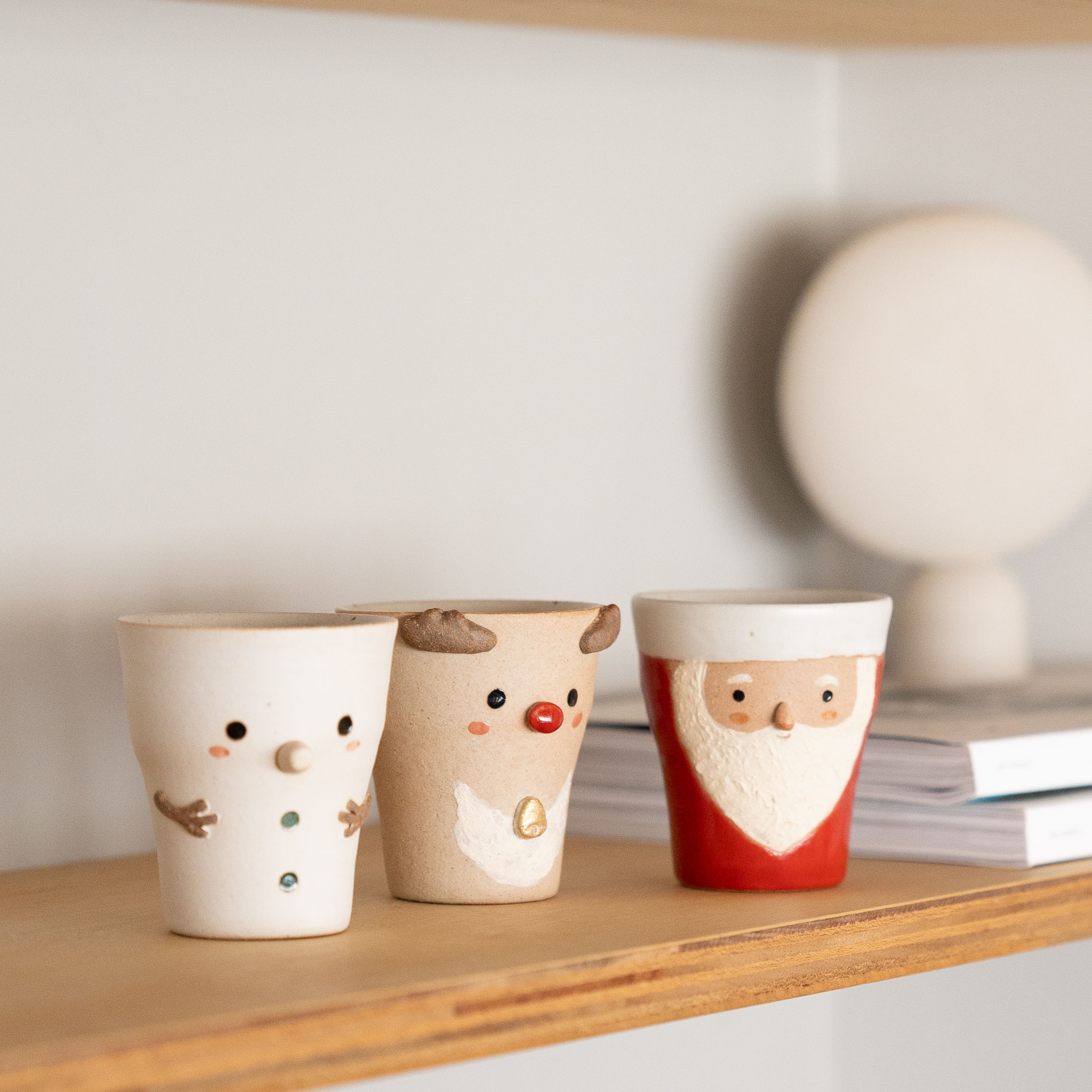 Handcrafted Shigaraki Festive Cup inSanta, , – Christmas, made in Japan