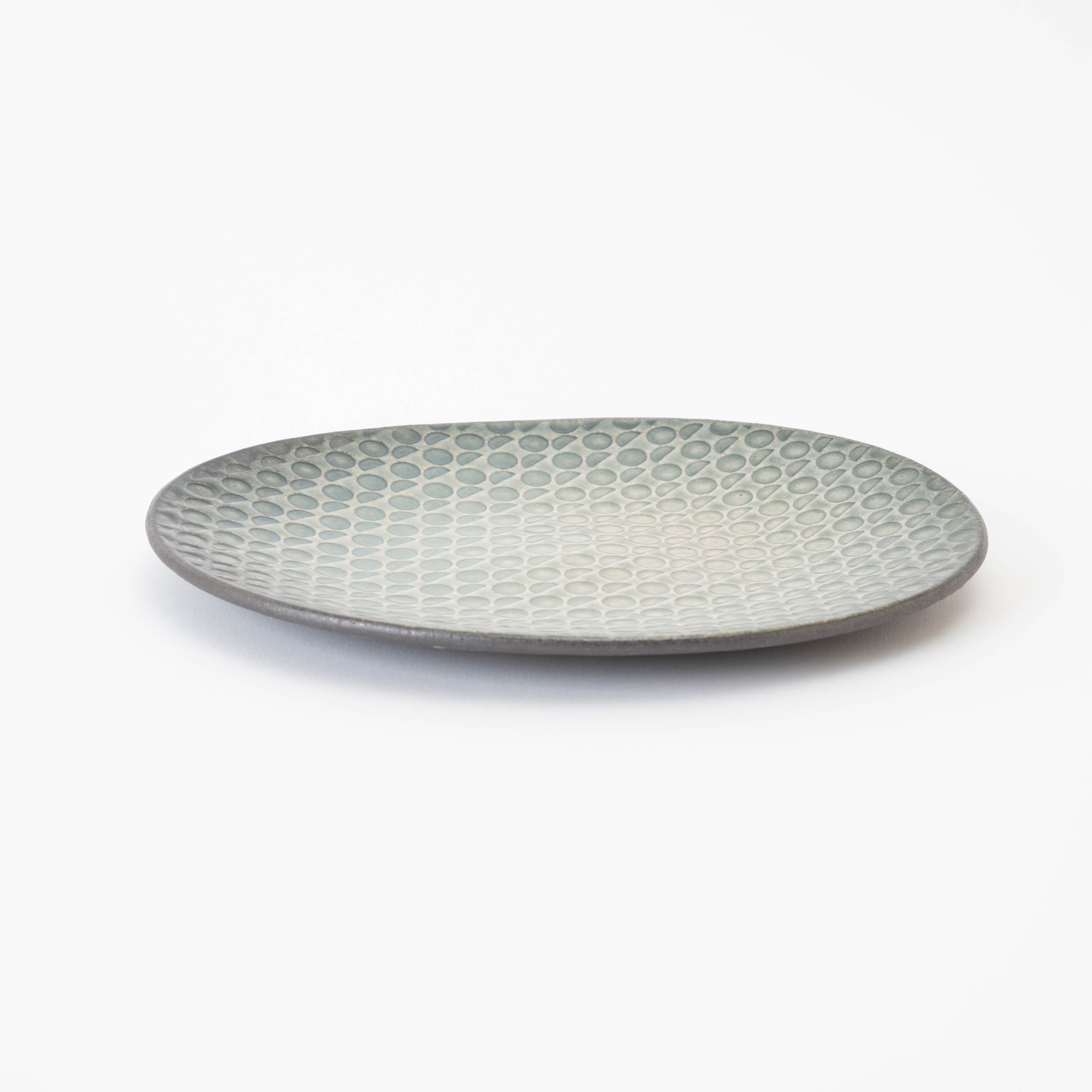 Handcrafted Shigaraki Flat Plate Medium inCeladon, , – Hitotsuki, made in Japan