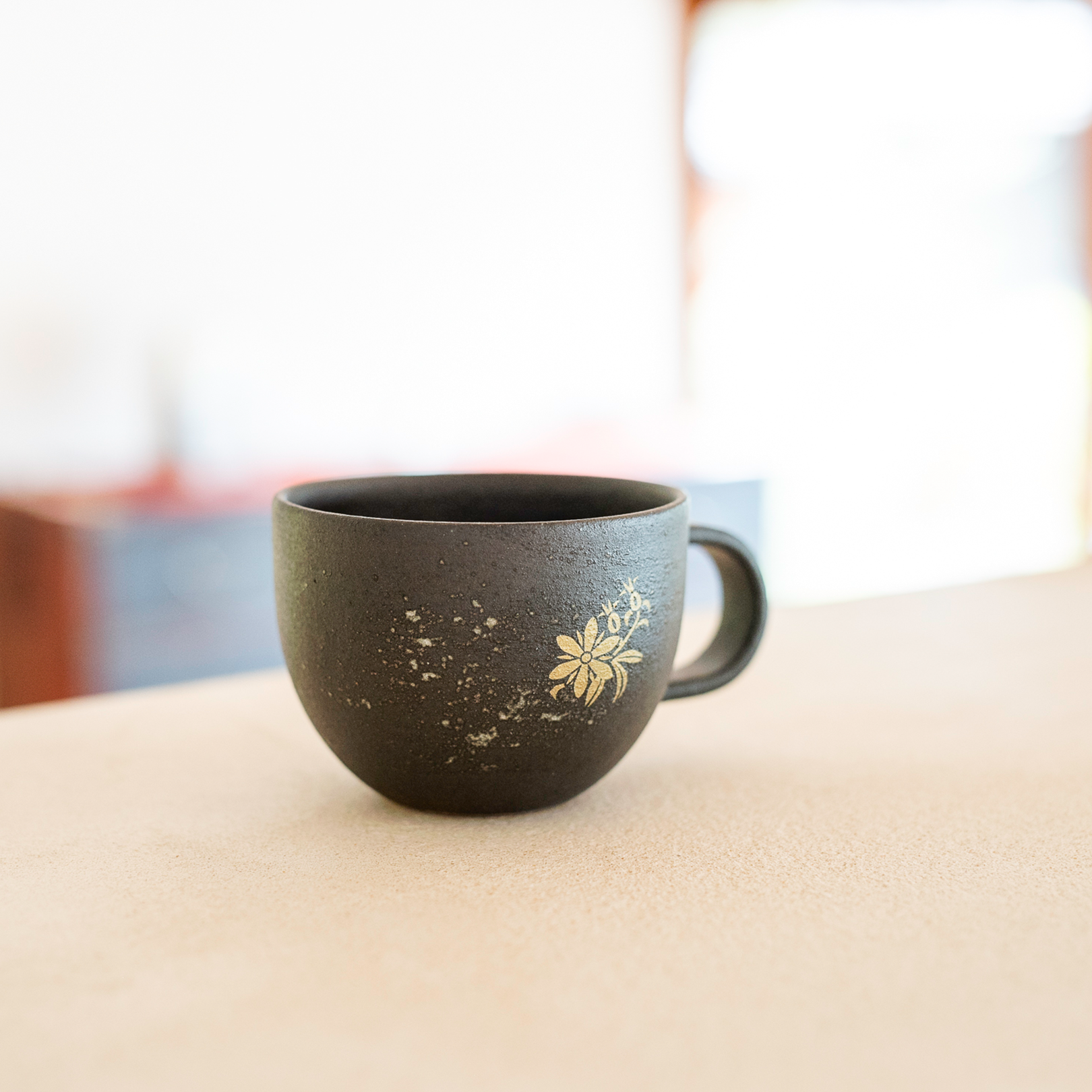 Handcrafted Shigaraki Floral Emblem Mug inReddish Black, , – Floral Emblem, made in Japan