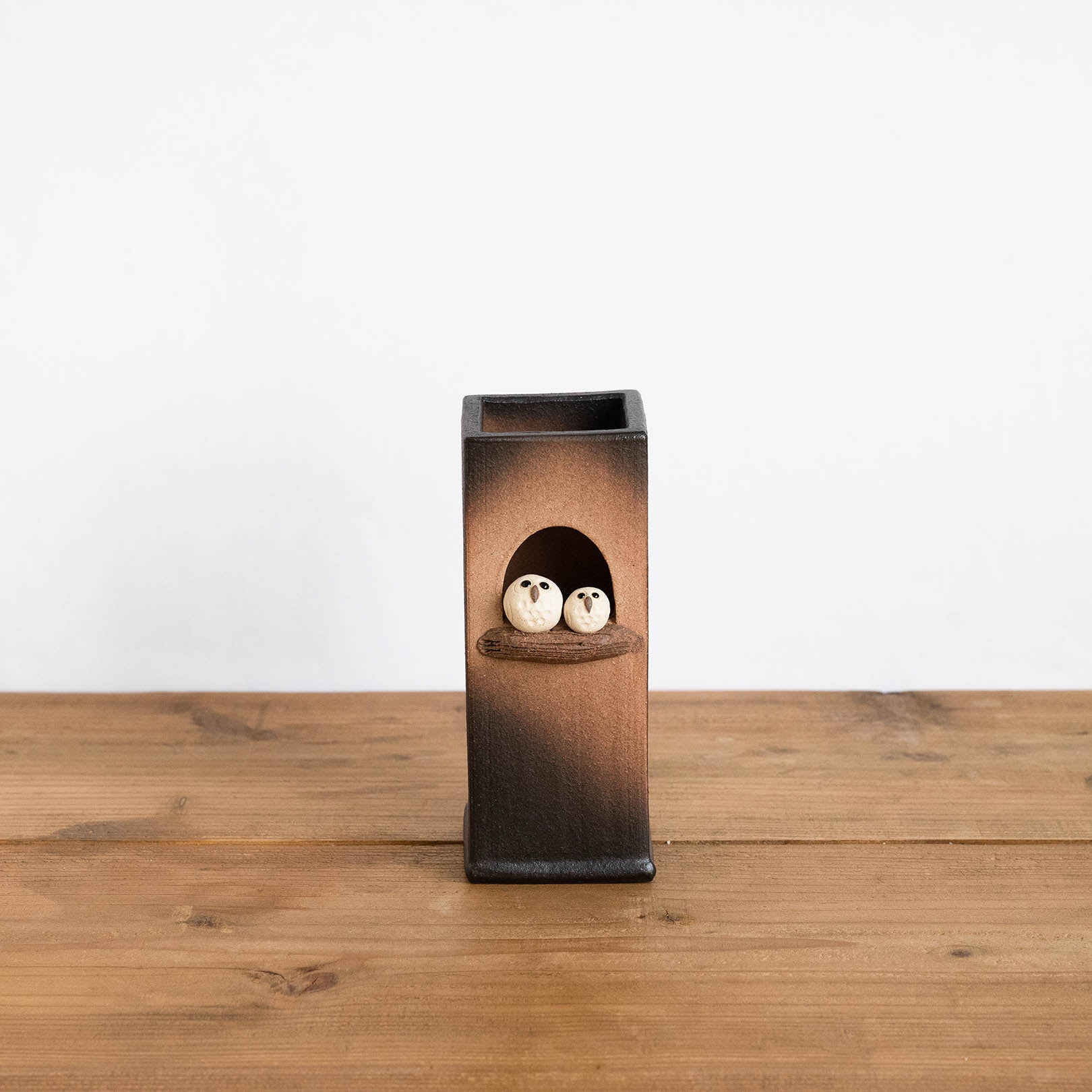 Square Owl Pair Vase