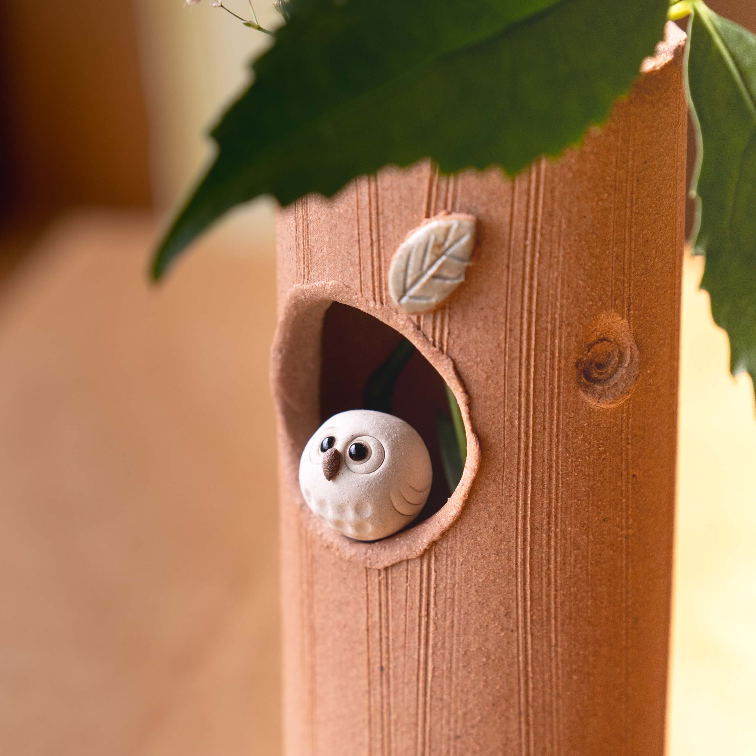 Scarlet Round Owl Vase