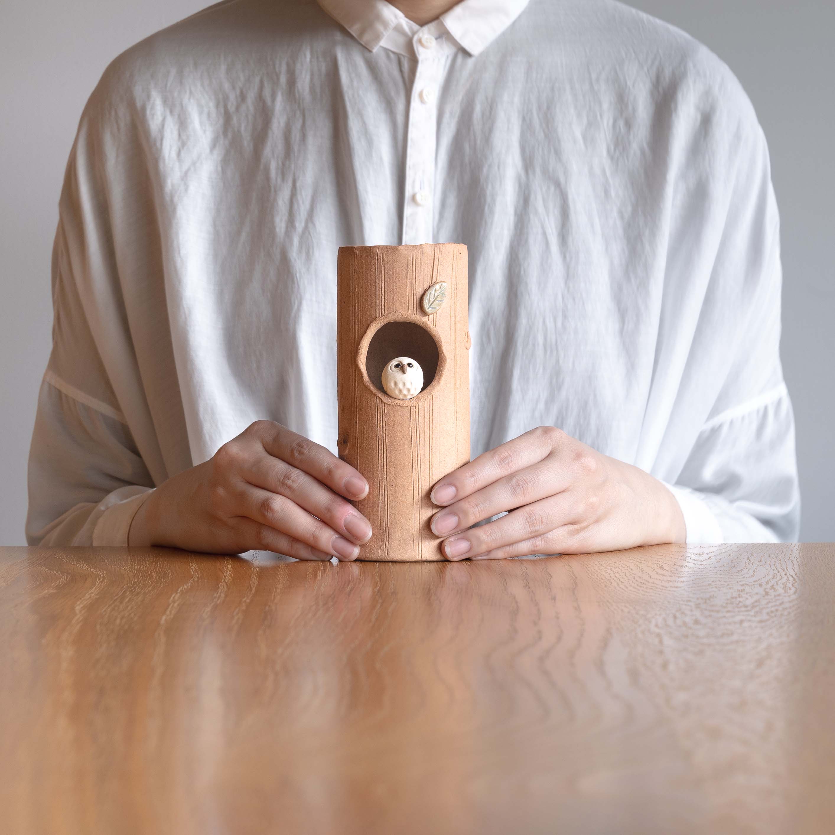 Scarlet Round Owl Vase