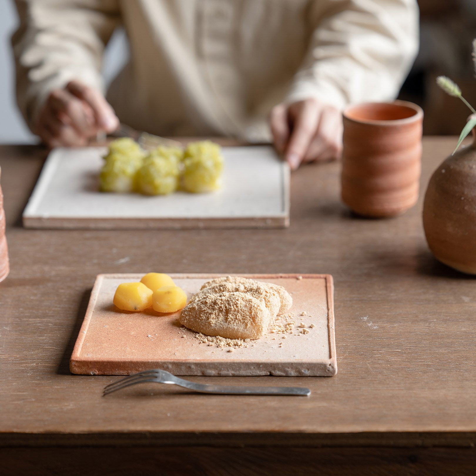 Square Plate M-handmade Shigaraki Tableware / Plates-Koshigaraki-Meizan Kiln