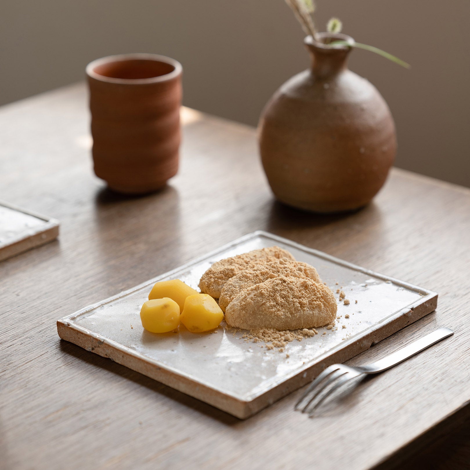 Square Plate M-handmade Shigaraki Tableware / Plates-Koshigaraki-Meizan Kiln