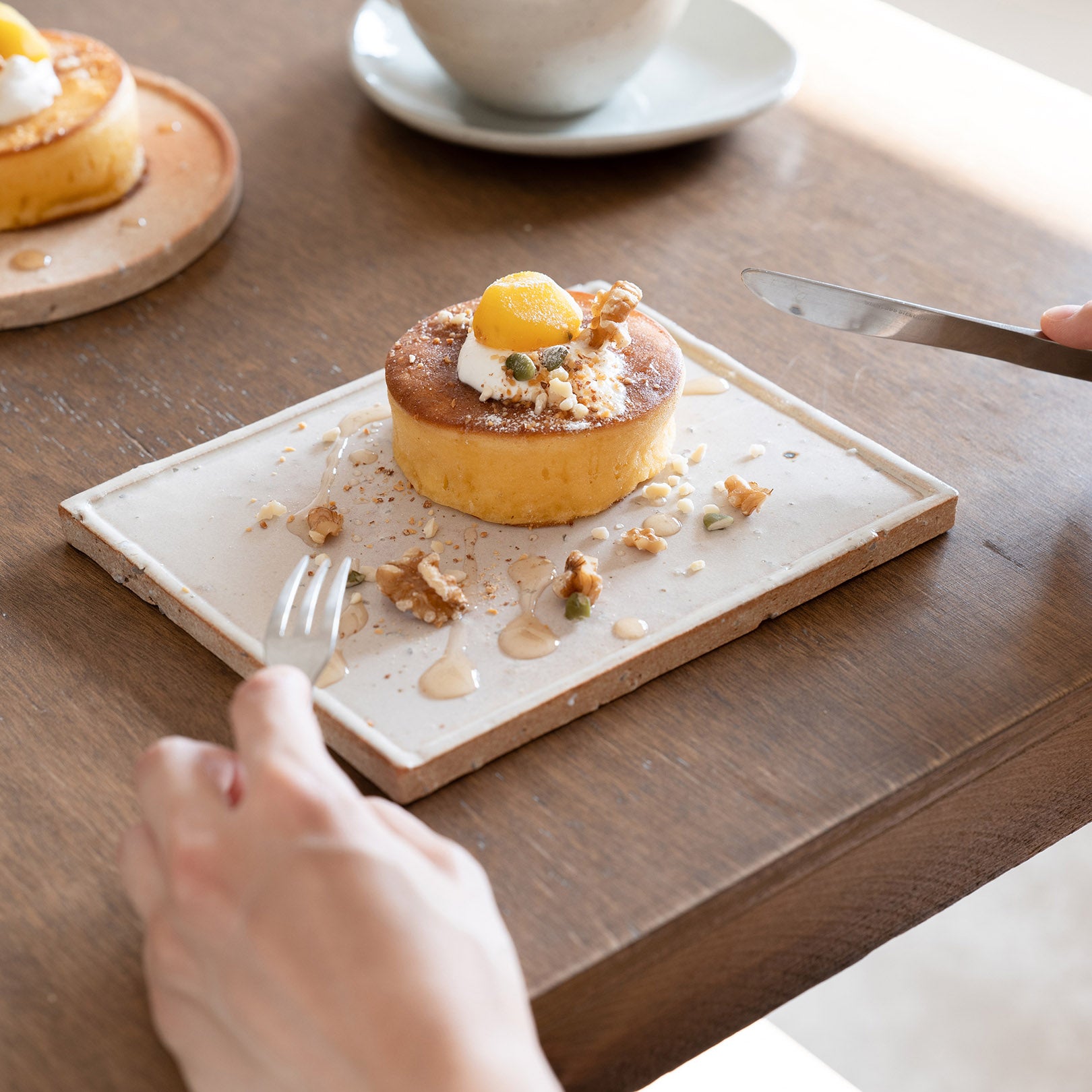 Square Plate M-handmade Shigaraki Tableware / Plates-Koshigaraki-Meizan Kiln