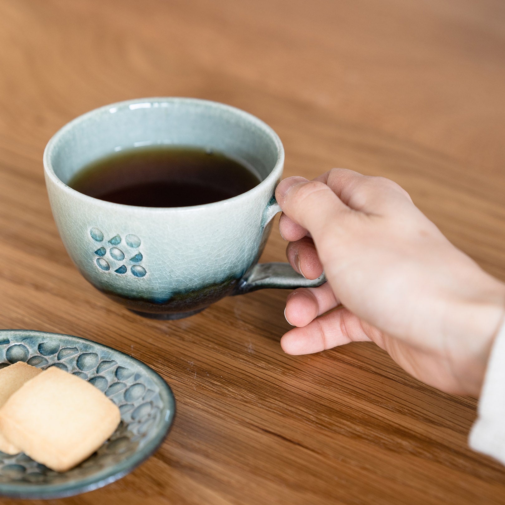 Handcrafted Shigaraki Mug inCeladon, , – Hitotsuki, made in Japan