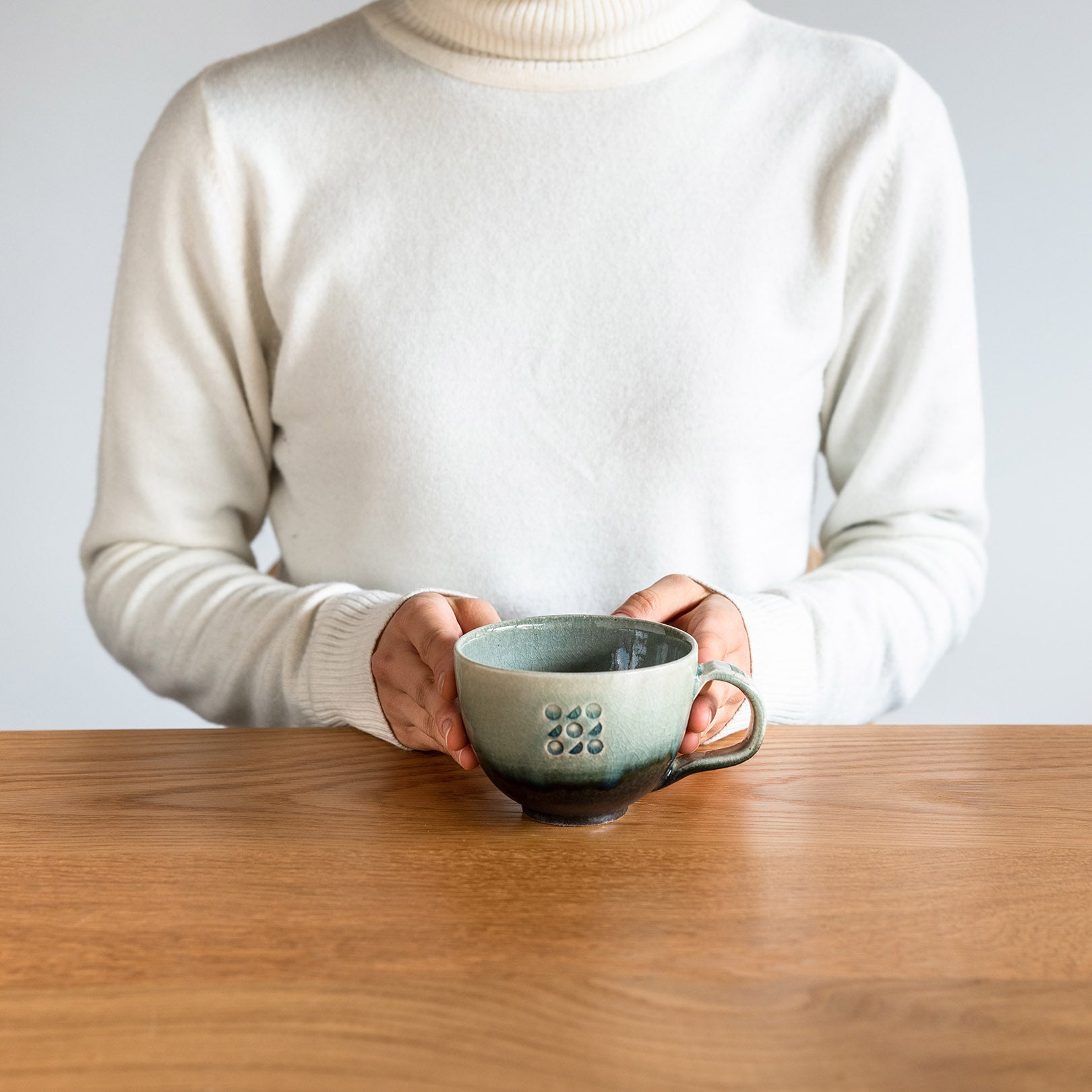 Handcrafted Shigaraki Mug inCeladon, , – Hitotsuki, made in Japan