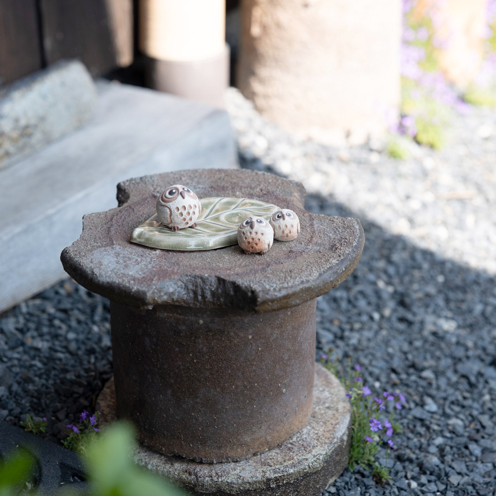 Handcrafted Shigaraki Owl Aroma Leaf inPerfectly Round Owl, , – hoccori, made in Japan