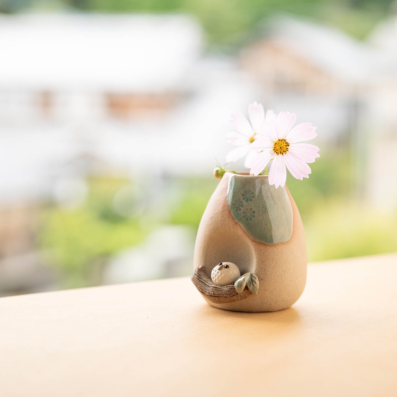 Handcrafted Shigaraki Owl Sitting On Branch Mini Vase in, , – hoccori, made in Japan