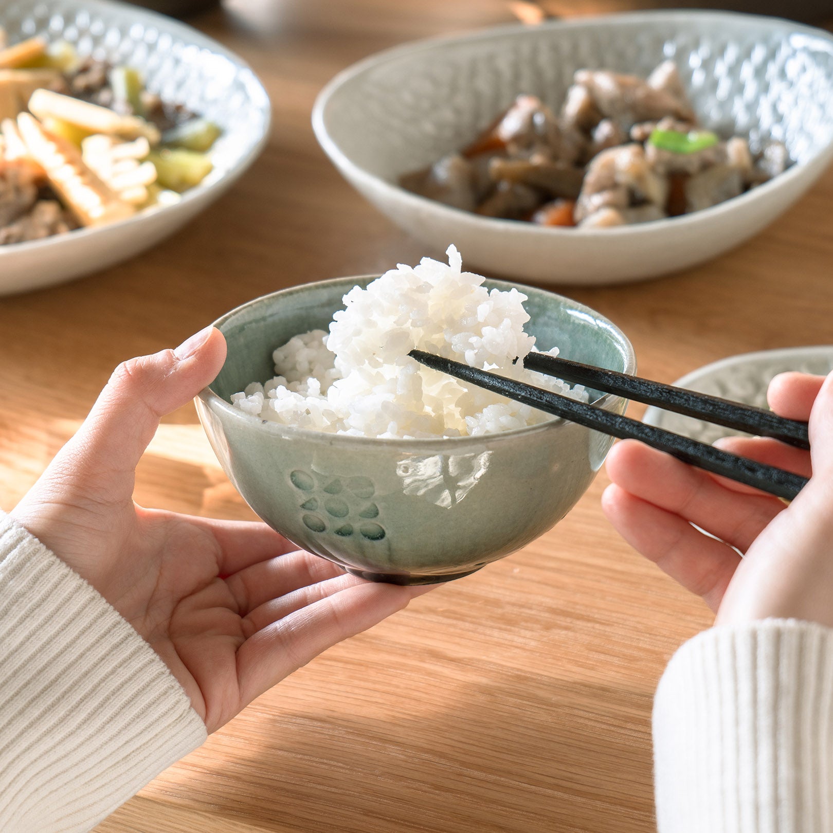 Handcrafted Shigaraki Rice Bowl inCeladon, , – Hitotsuki, made in Japan