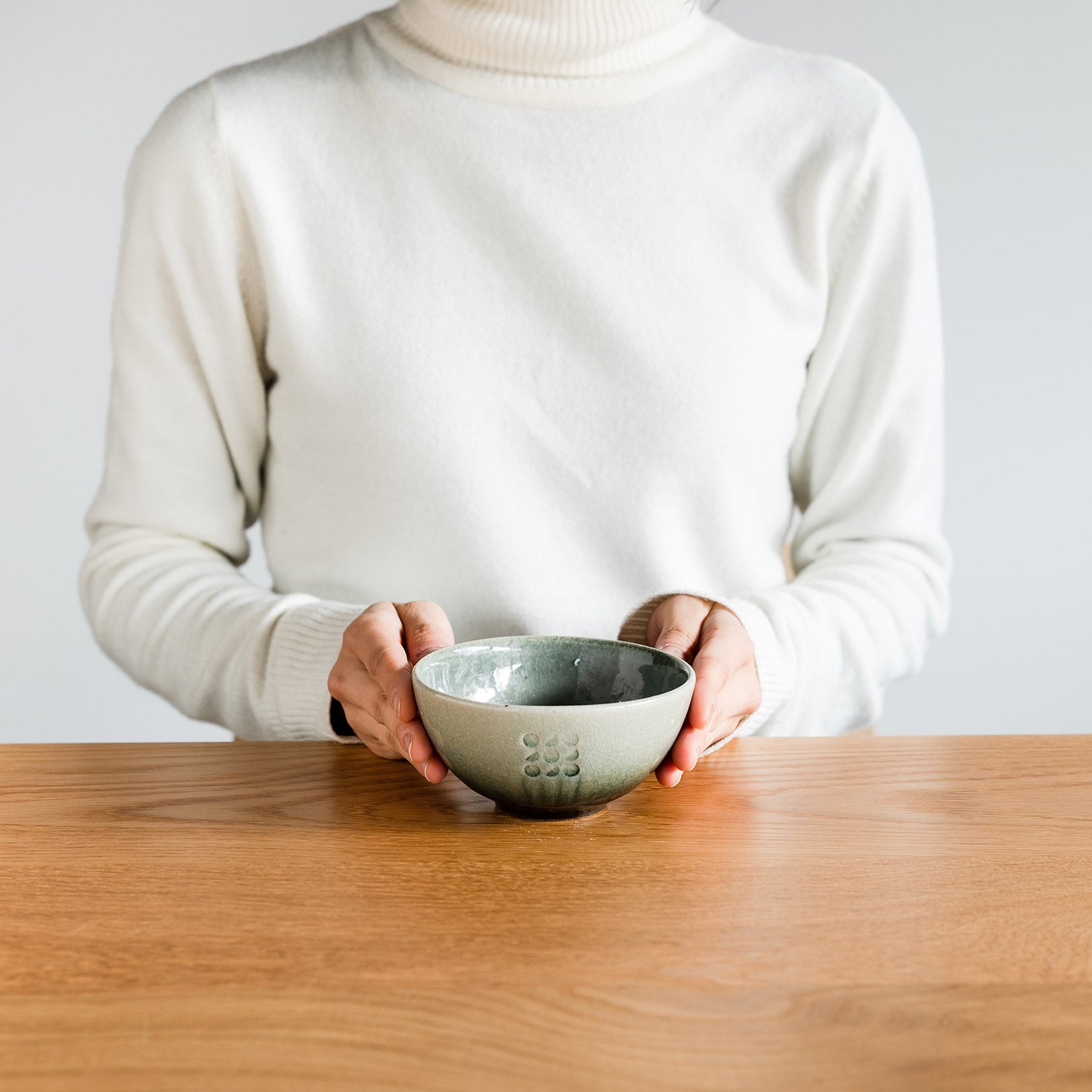 Handcrafted Shigaraki Rice Bowl inCeladon, , – Hitotsuki, made in Japan