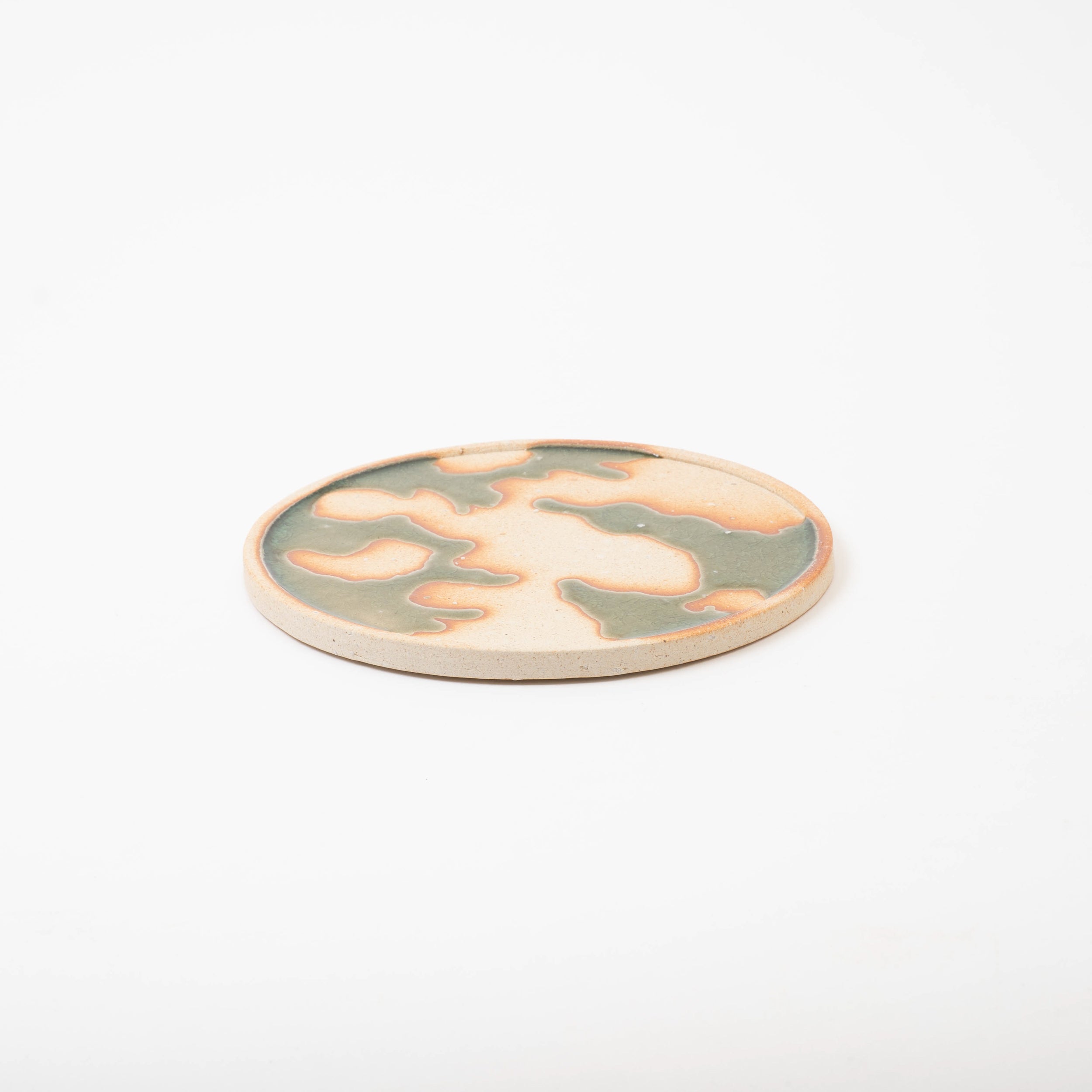 Handcrafted Shigaraki Round Plate L inGreen Glaze, , – Koshigaraki, made in Japan