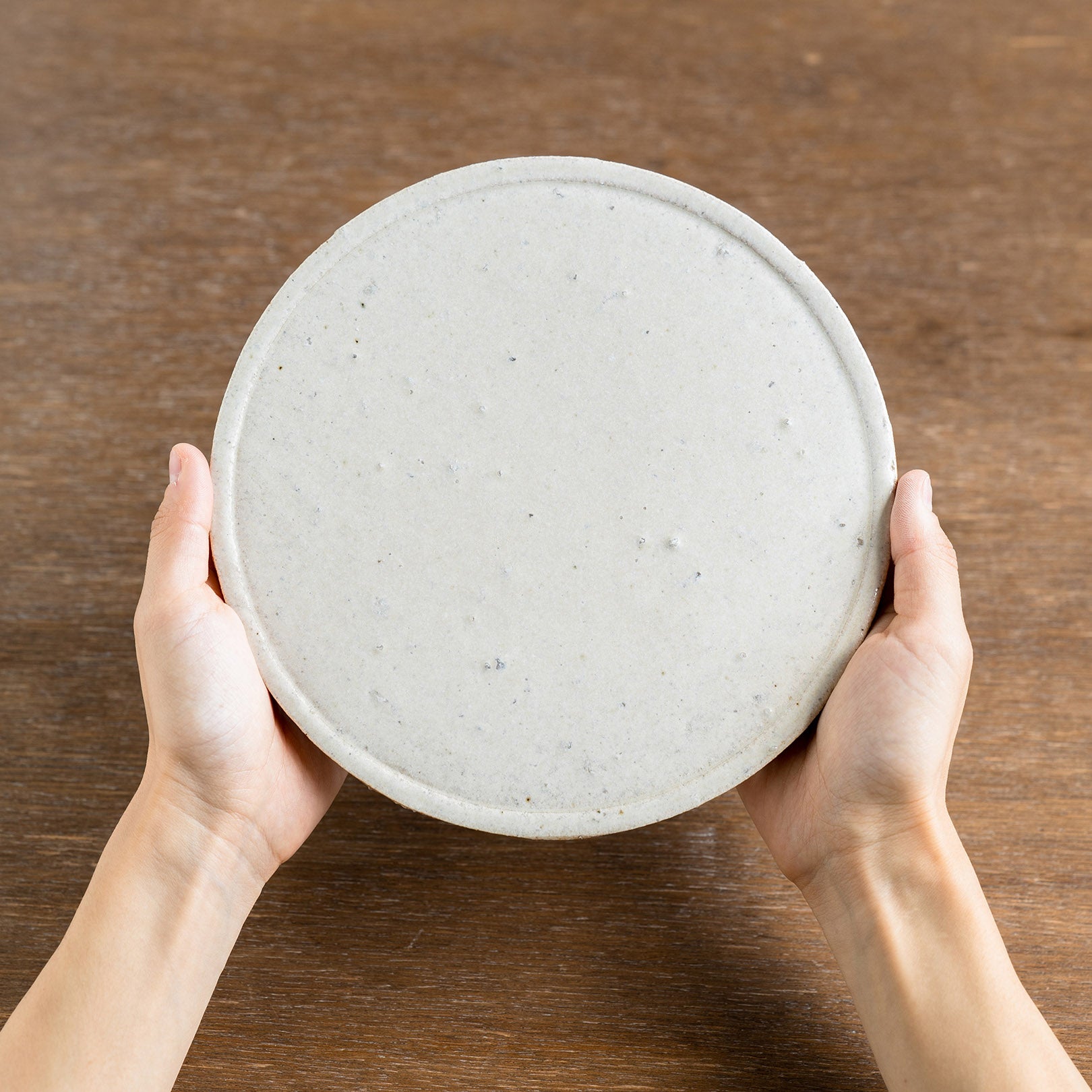 Handcrafted Shigaraki Round Plate L inWhite Glaze, , – Koshigaraki, made in Japan