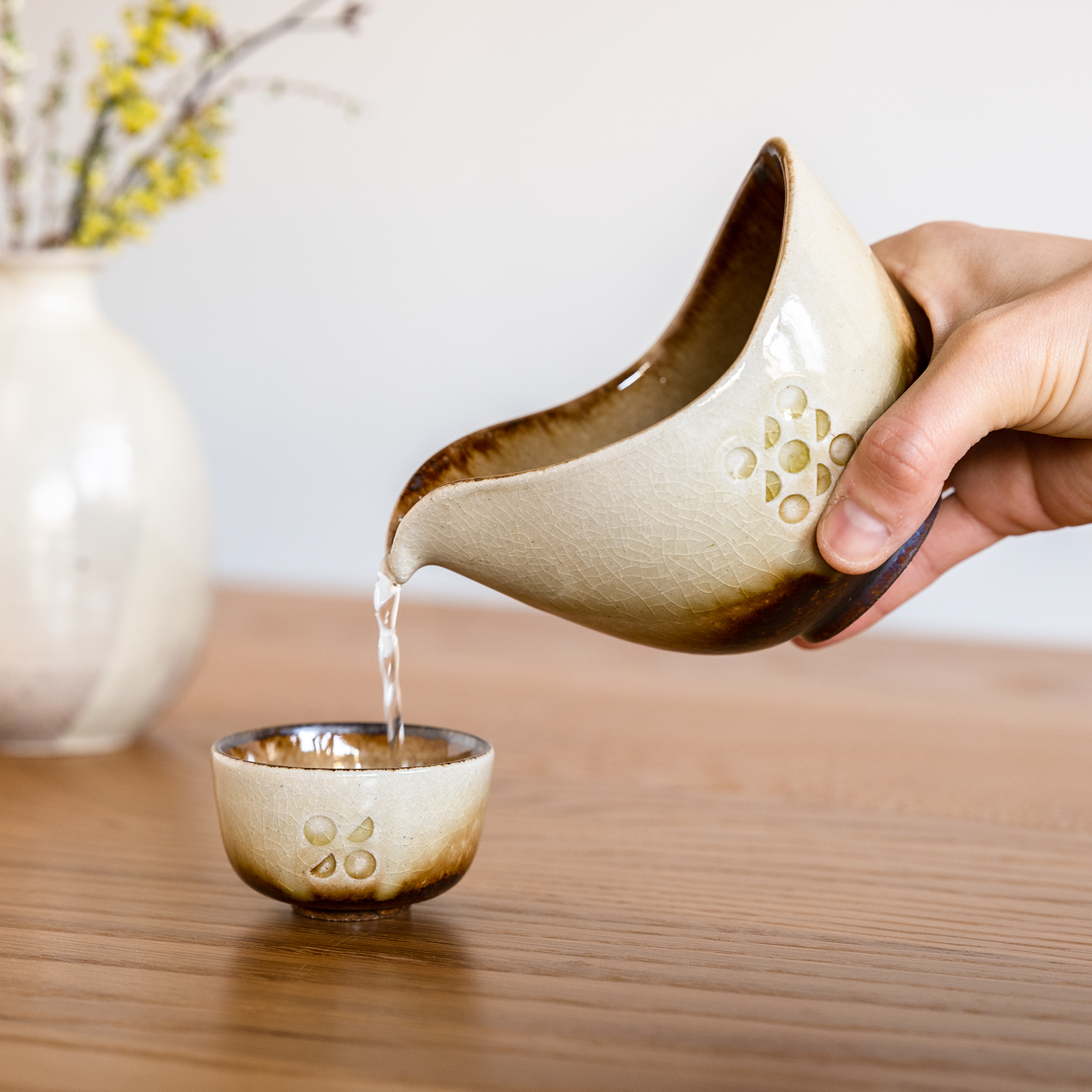 Handcrafted Shigaraki Sake Cup inCeladon, , – Hitotsuki, made in Japan