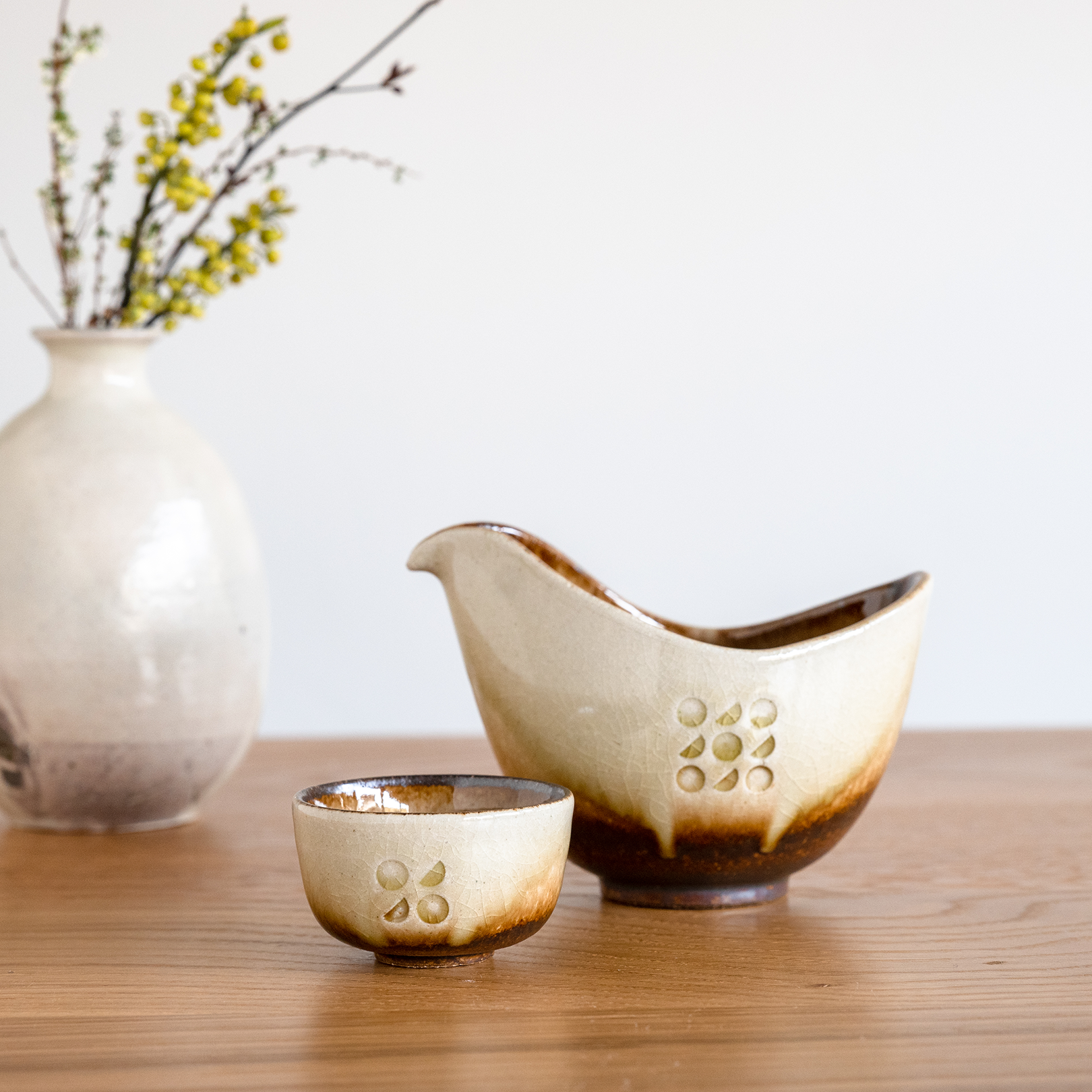 Handcrafted Shigaraki Sake Cup inCeladon, , – Hitotsuki, made in Japan