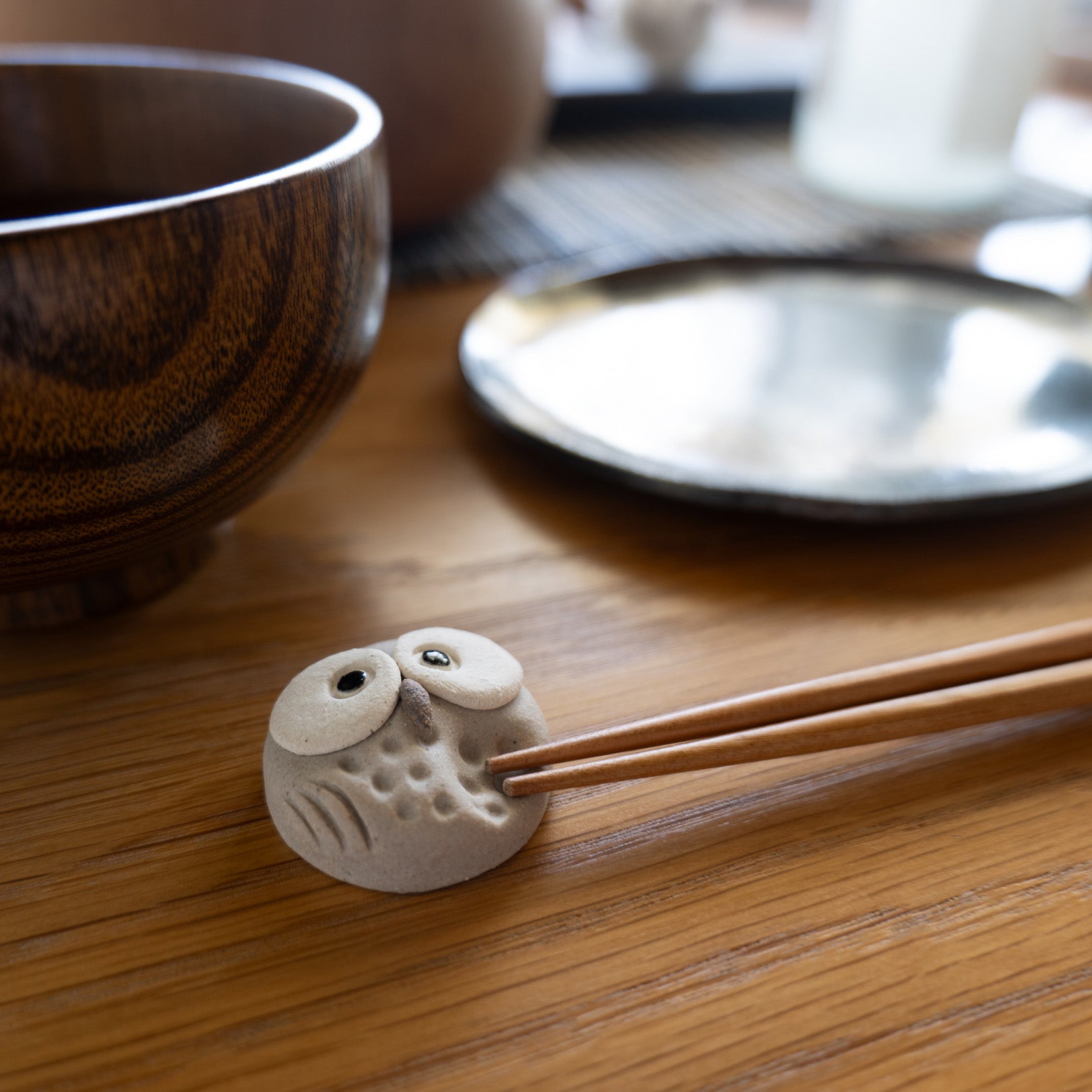 Handcrafted Shigaraki Small Owl Chopstick Rests inPerfectly Round Owl, , – hoccori, made in Japan