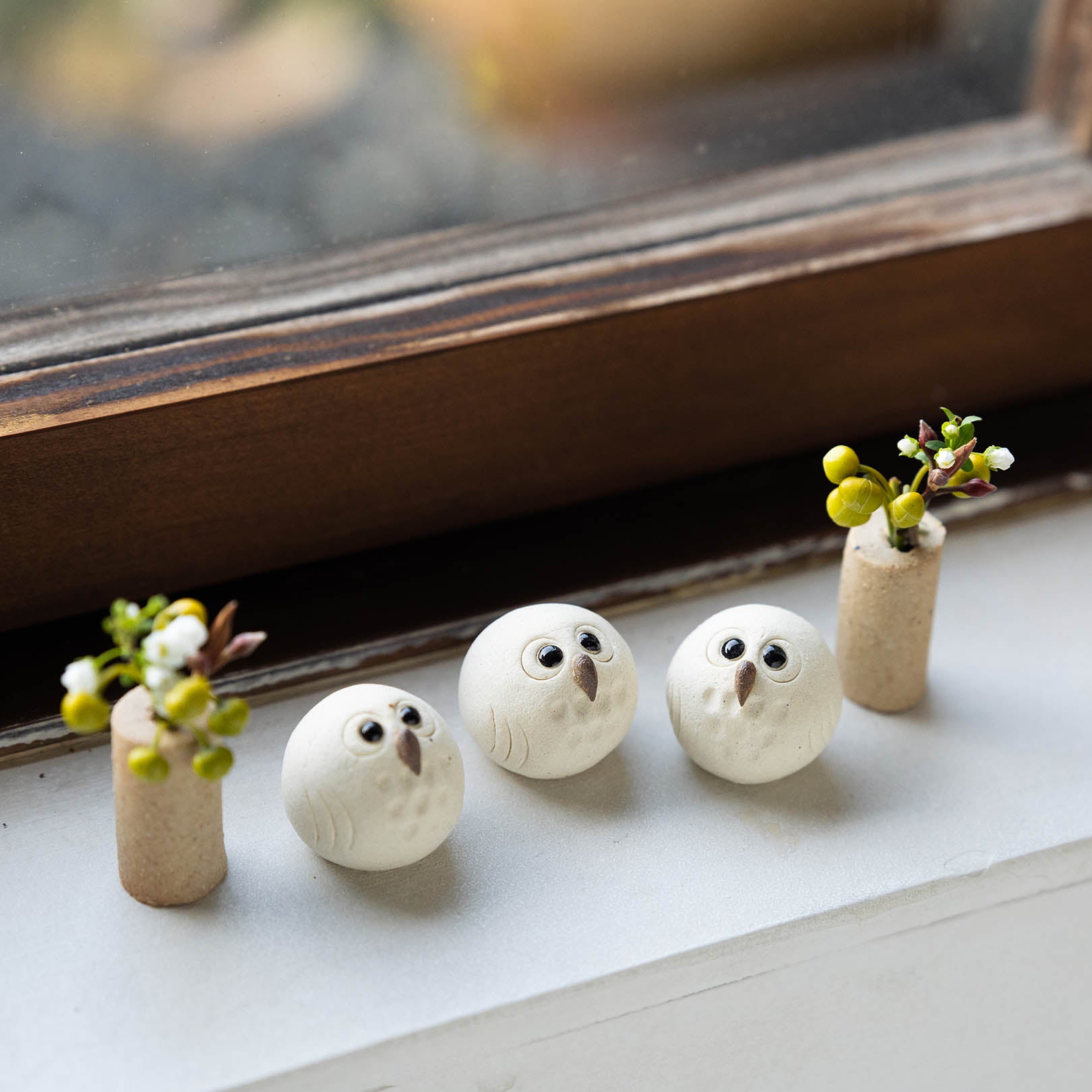 Handcrafted Shigaraki Small Owls S inPerfectly Round Owl, , – hoccori, made in Japan