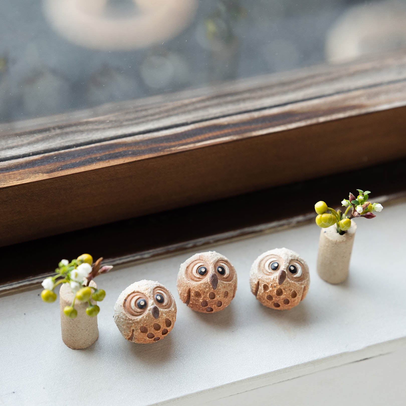 Handcrafted Shigaraki Small Owls S inPerfectly Round Owl, , – hoccori, made in Japan