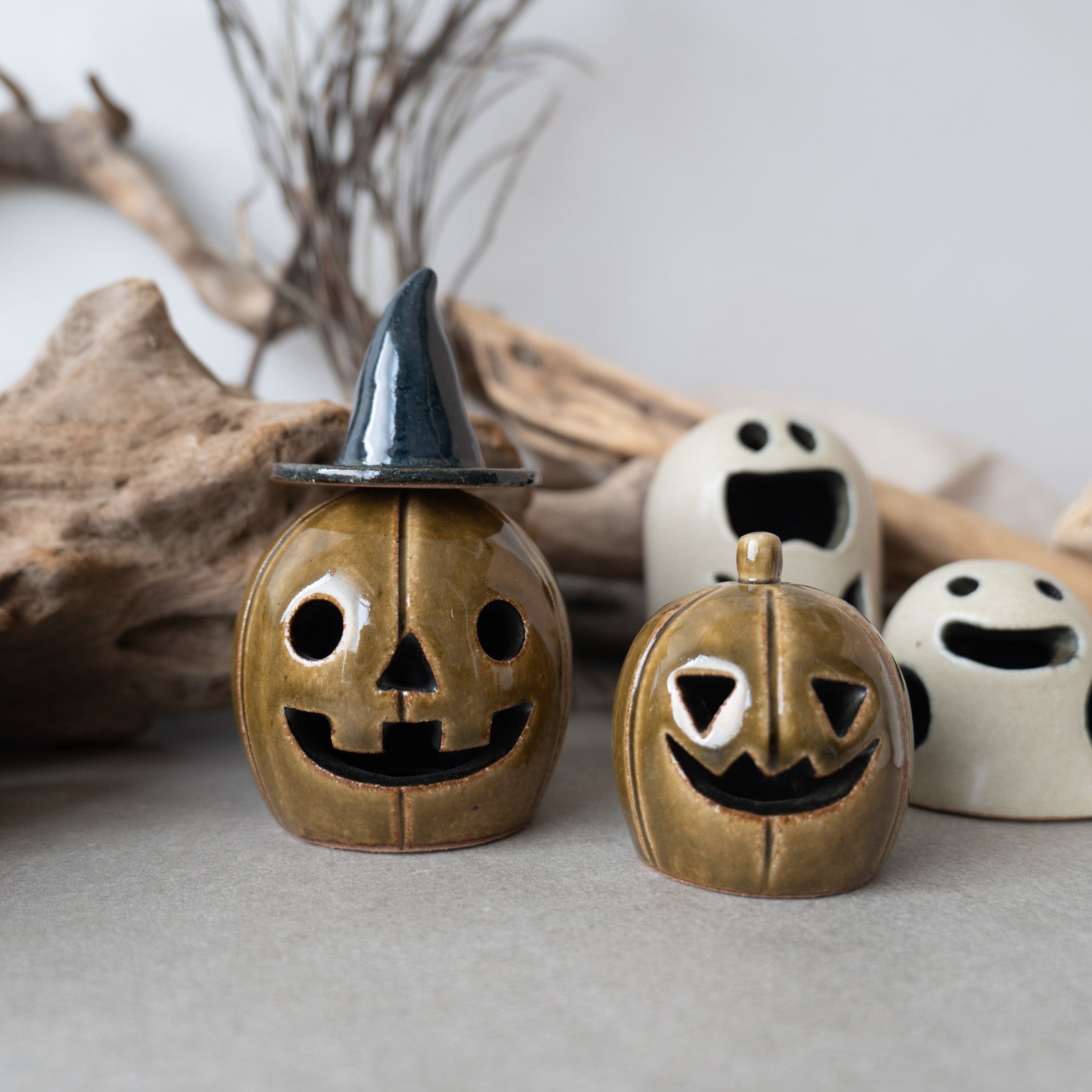 Handcrafted Shigaraki Small Pumpkin inGreen, , – Halloween, made in Japan