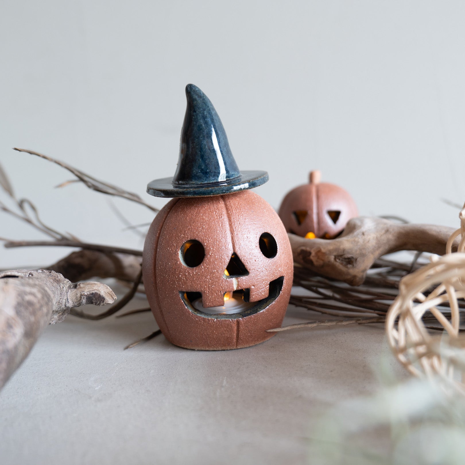 Handcrafted Shigaraki Small Pumpkin inGreen, , – Halloween, made in Japan