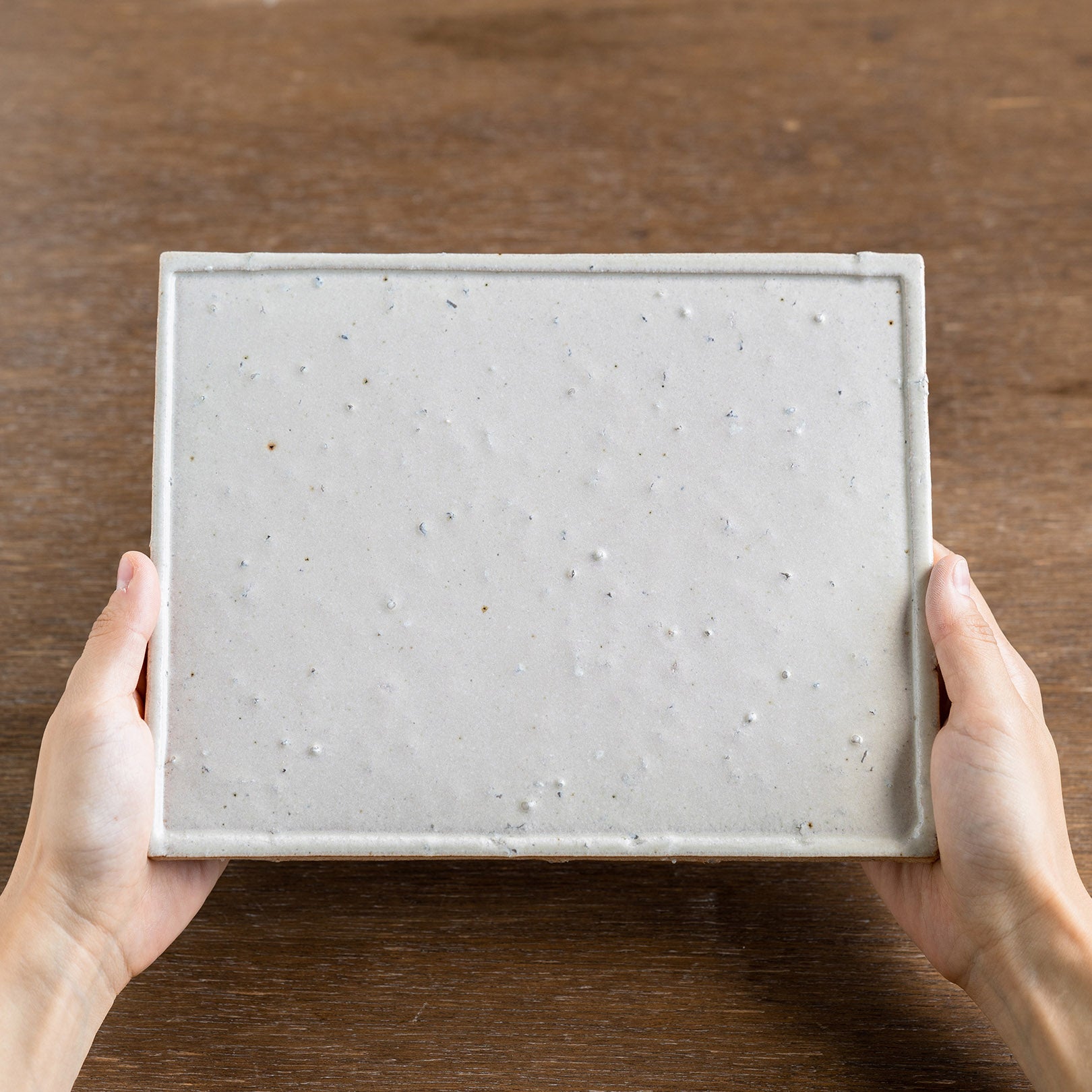 Handcrafted Shigaraki Square Plate L inWhite Glaze, , – Koshigaraki, made in Japan
